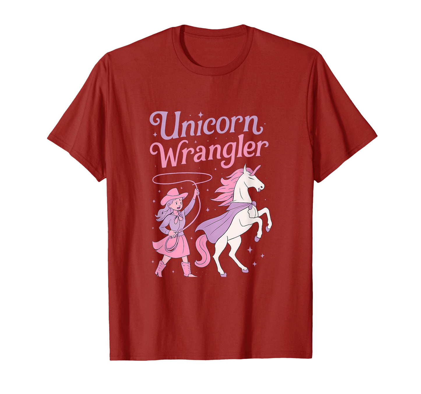 Unicorn Wrangler Cowgirl Magical Western Fantasy Art T-Shirt