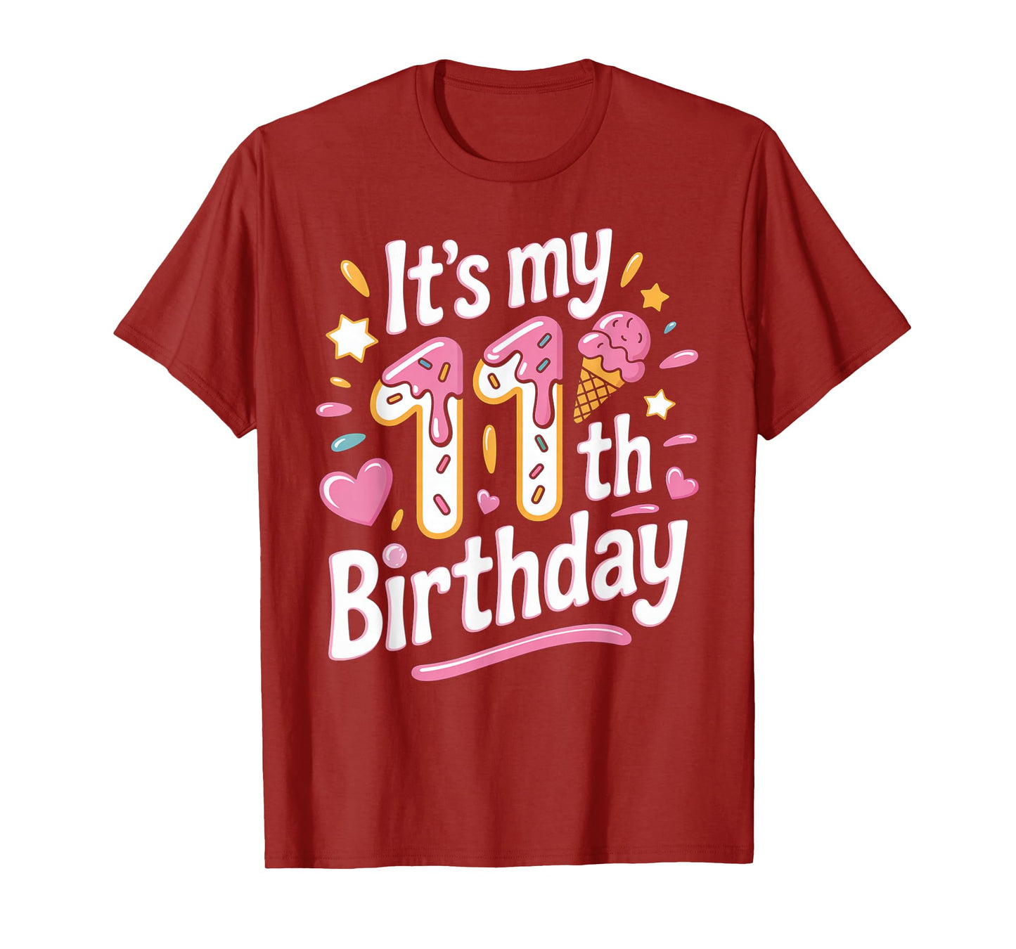 Ice Cream 11th Birthday For Girls 11 Year Old Birthday T-Shirt