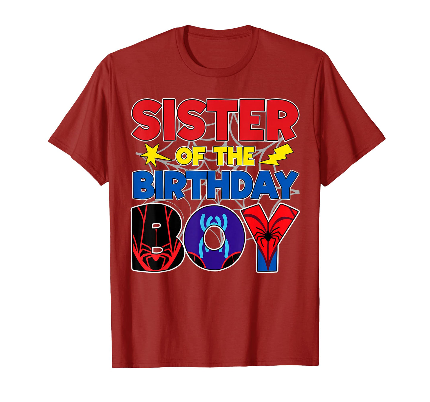 Sister Of The Birthday Boy Matching Spider Family Birthday T-Shirt