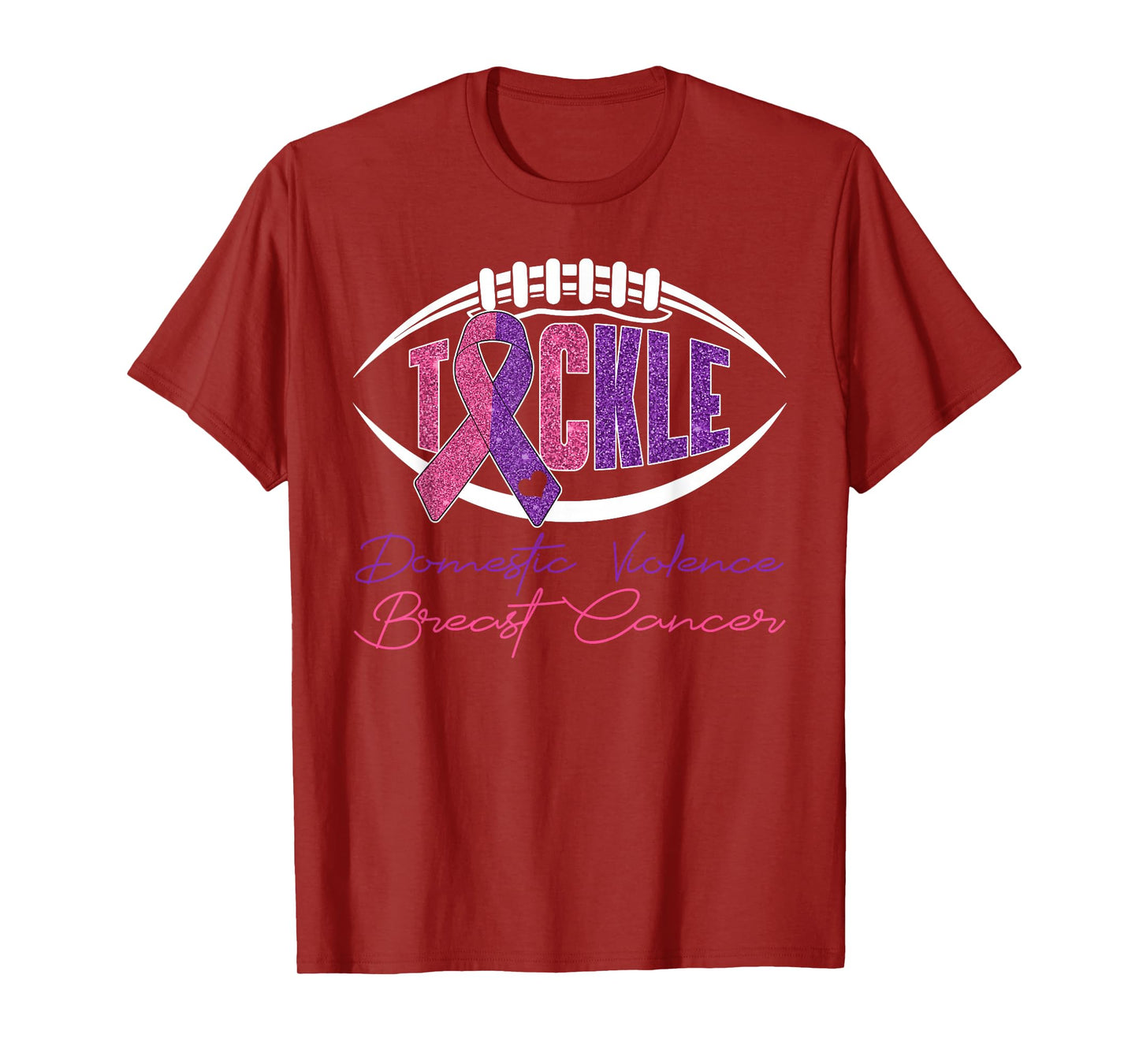 Tackle Domestic Violence & Breast Cancer Awareness Football T-Shirt