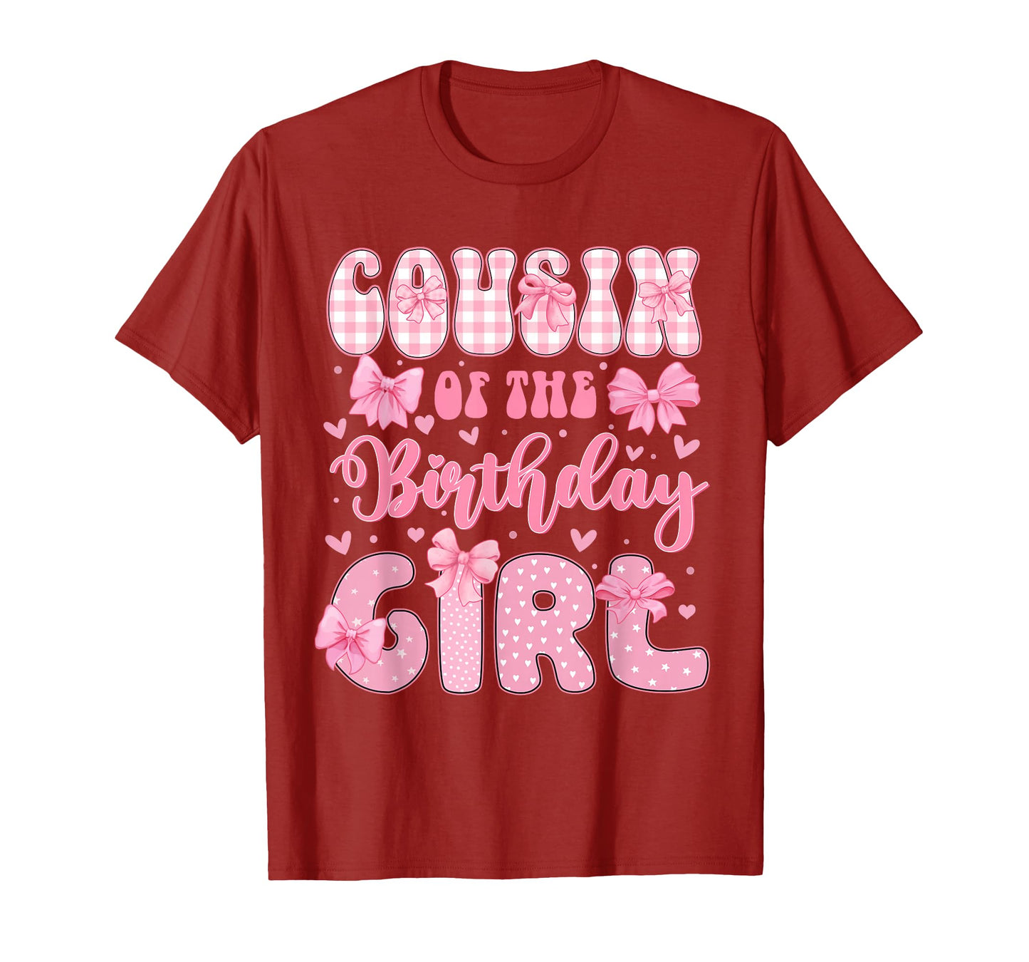 Cousin Of The Birthday Girl Family Pink Coquette Bow Bday T-Shirt