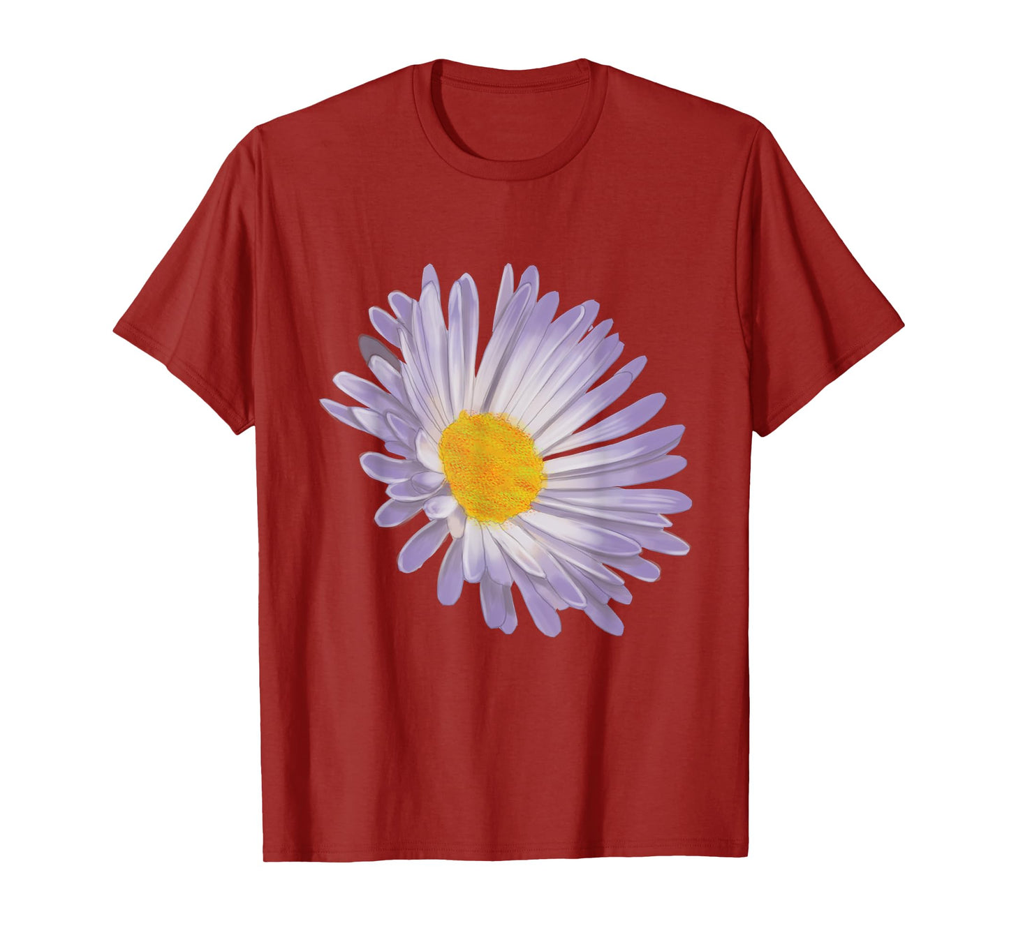 Purple Aster Flower, Handpainted Style Graphic Daisy T-Shirt T-Shirt