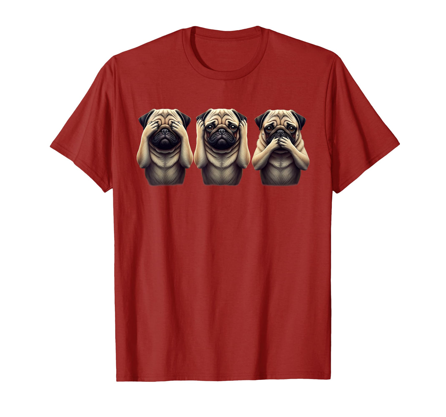 Cute See No Evil Hear No Evil Speak No Evil Three Pug T-Shirt