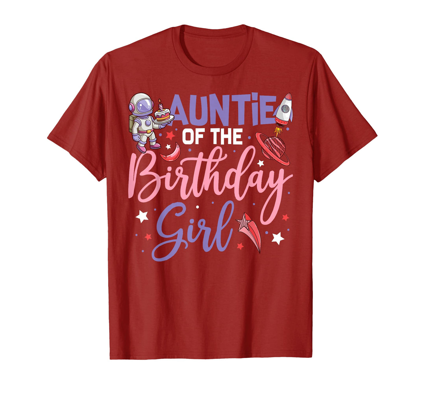 Two The Moon Auntie Of the Birthday Girl Astronaut Family T-Shirt