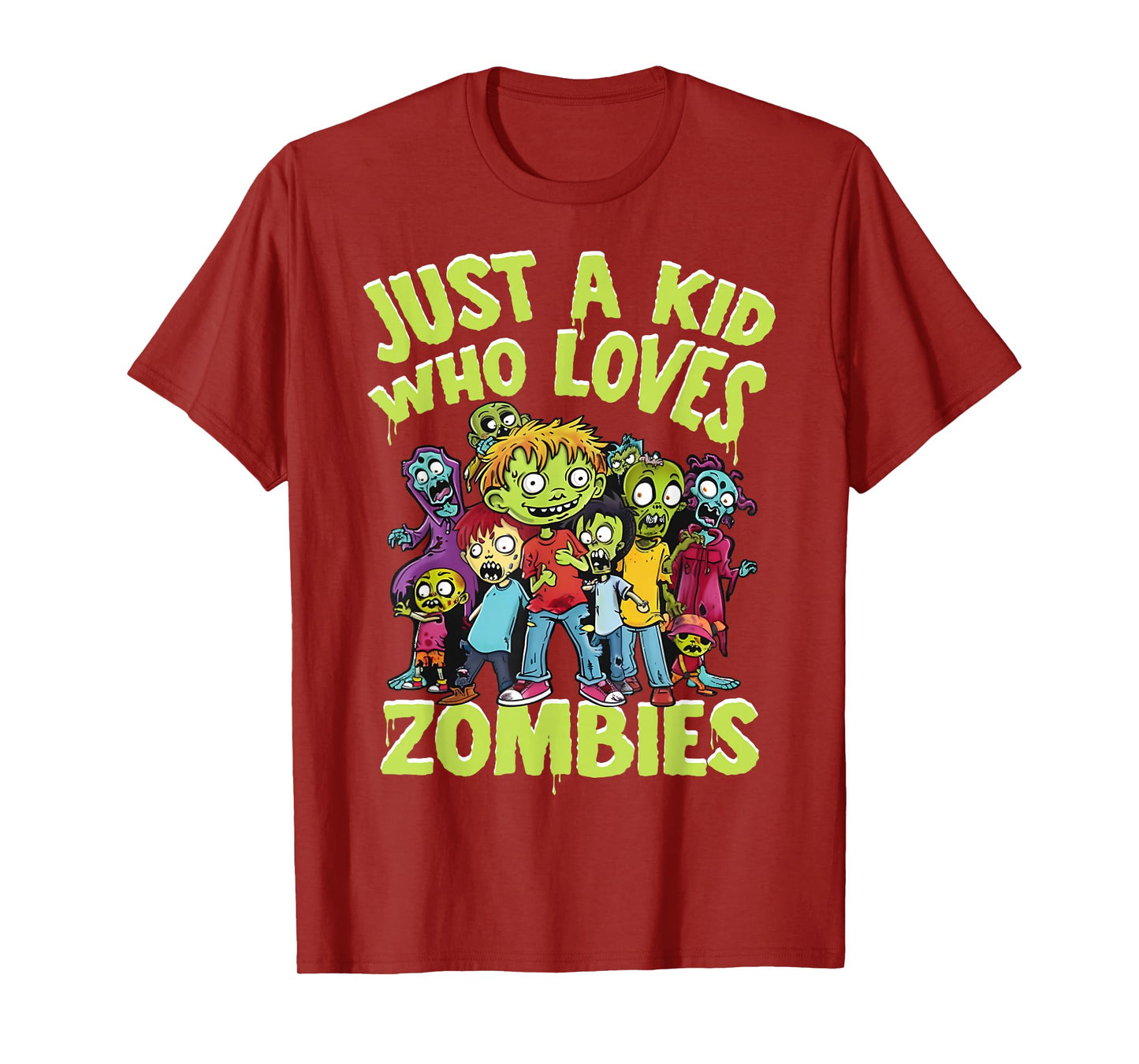 Halloween Zombie Funny Just A Kid Who Loves Zombies Kids T-Shirt