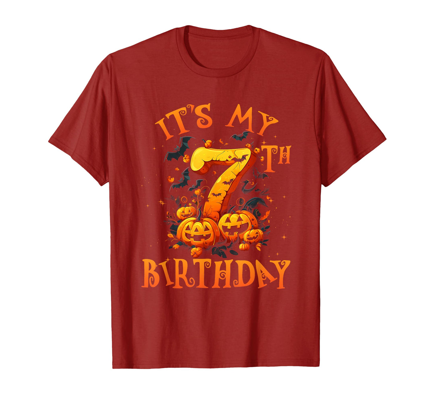 Boo It's My 7th Birthday Halloween Pumpkin 7 Years Old T-Shirt