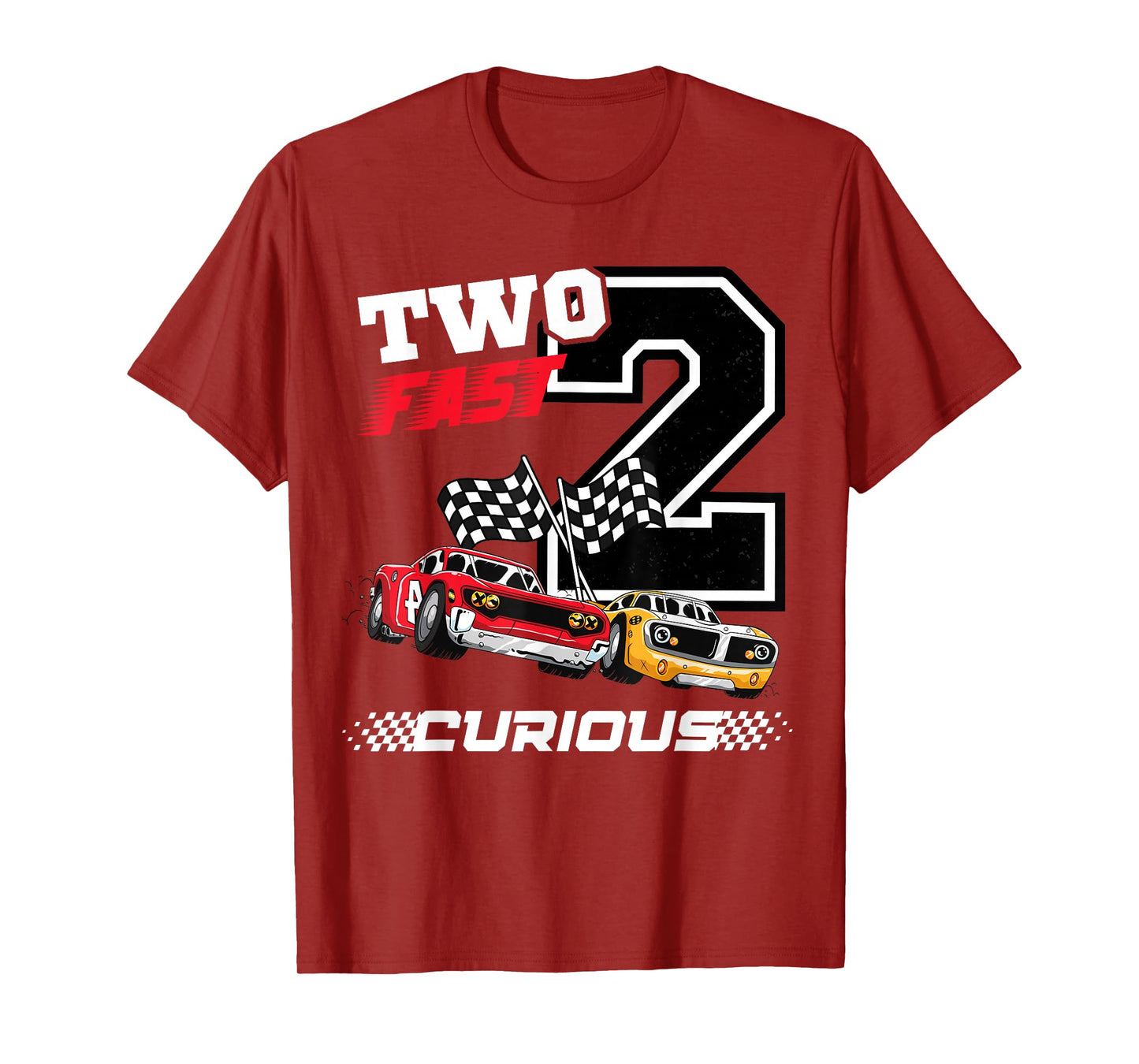 Kids Two Fast 2 Curious racing car 2nd Birthday boy gifts T-Shirt