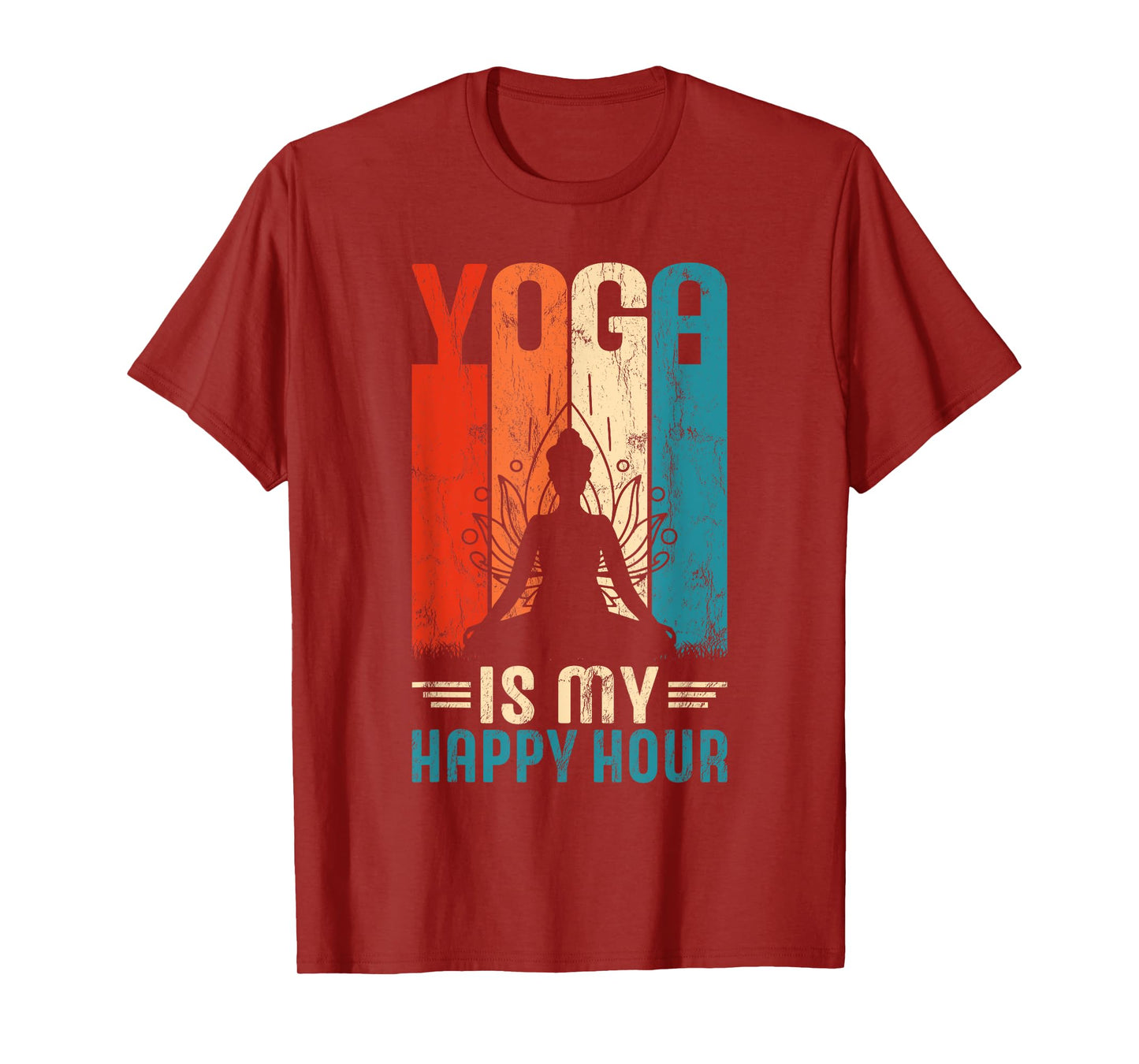 Retro Yoga Graphic Funny Saying Yoga Is My Happy Hour T-Shirt