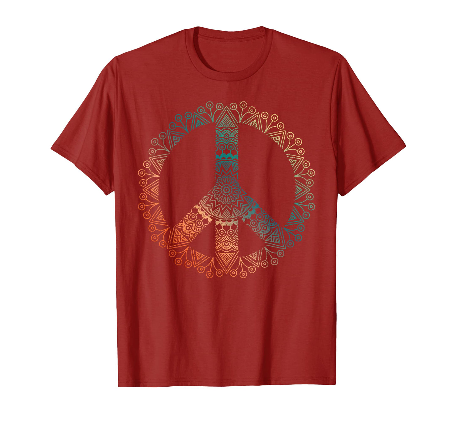 Neutral Boho Yoga Ornate Mandala Peace Sign Hippie T-Shirt
