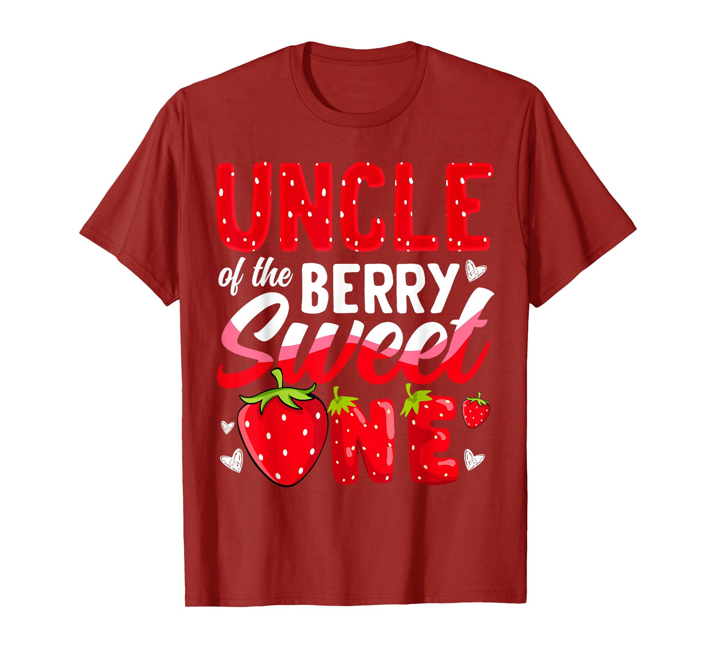Uncle Of The Berry Sweet One Strawberry 1st Birthday T-Shirt