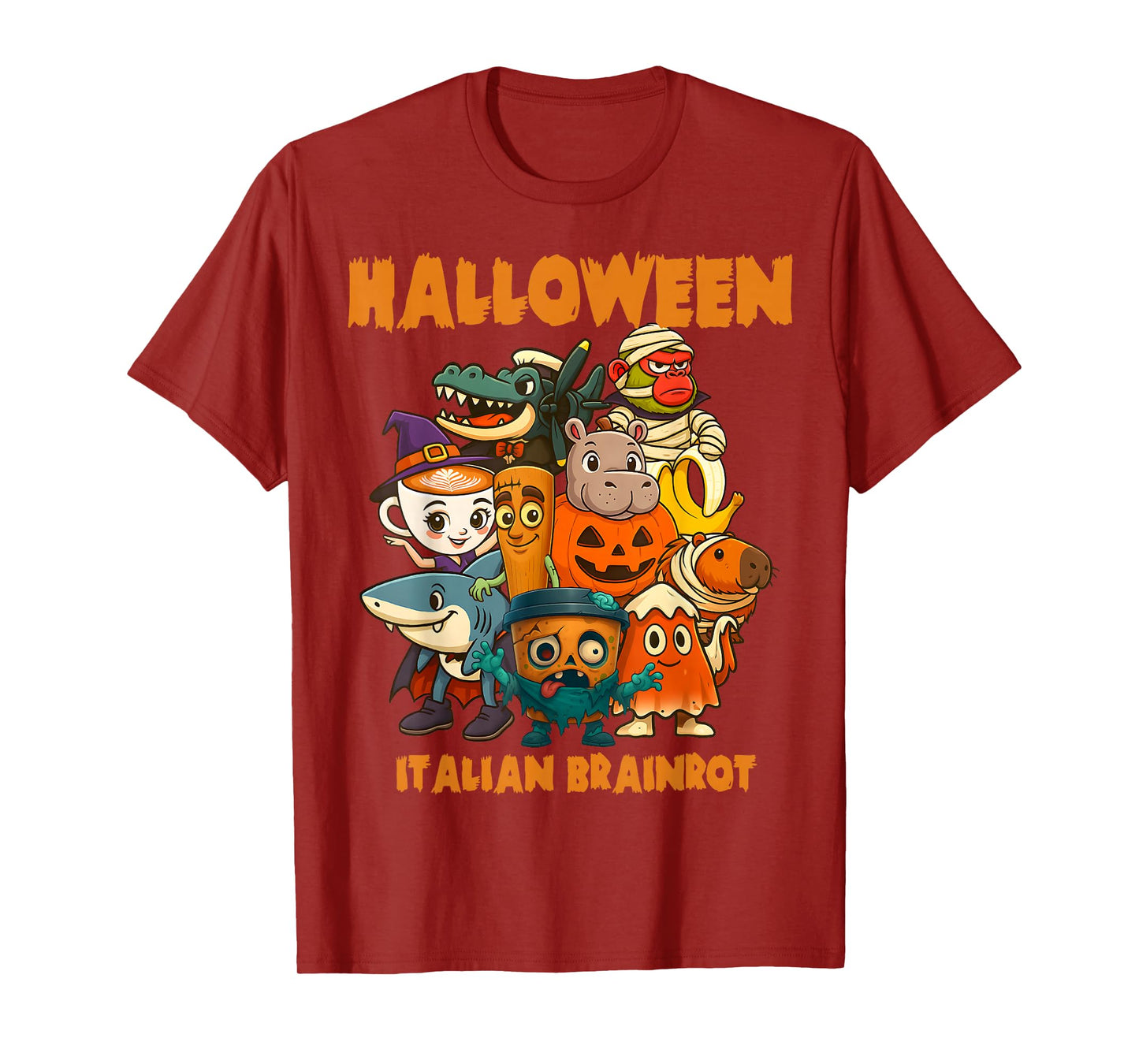 Italian Brainrot Characters Halloween Themes Costume Party T-Shirt