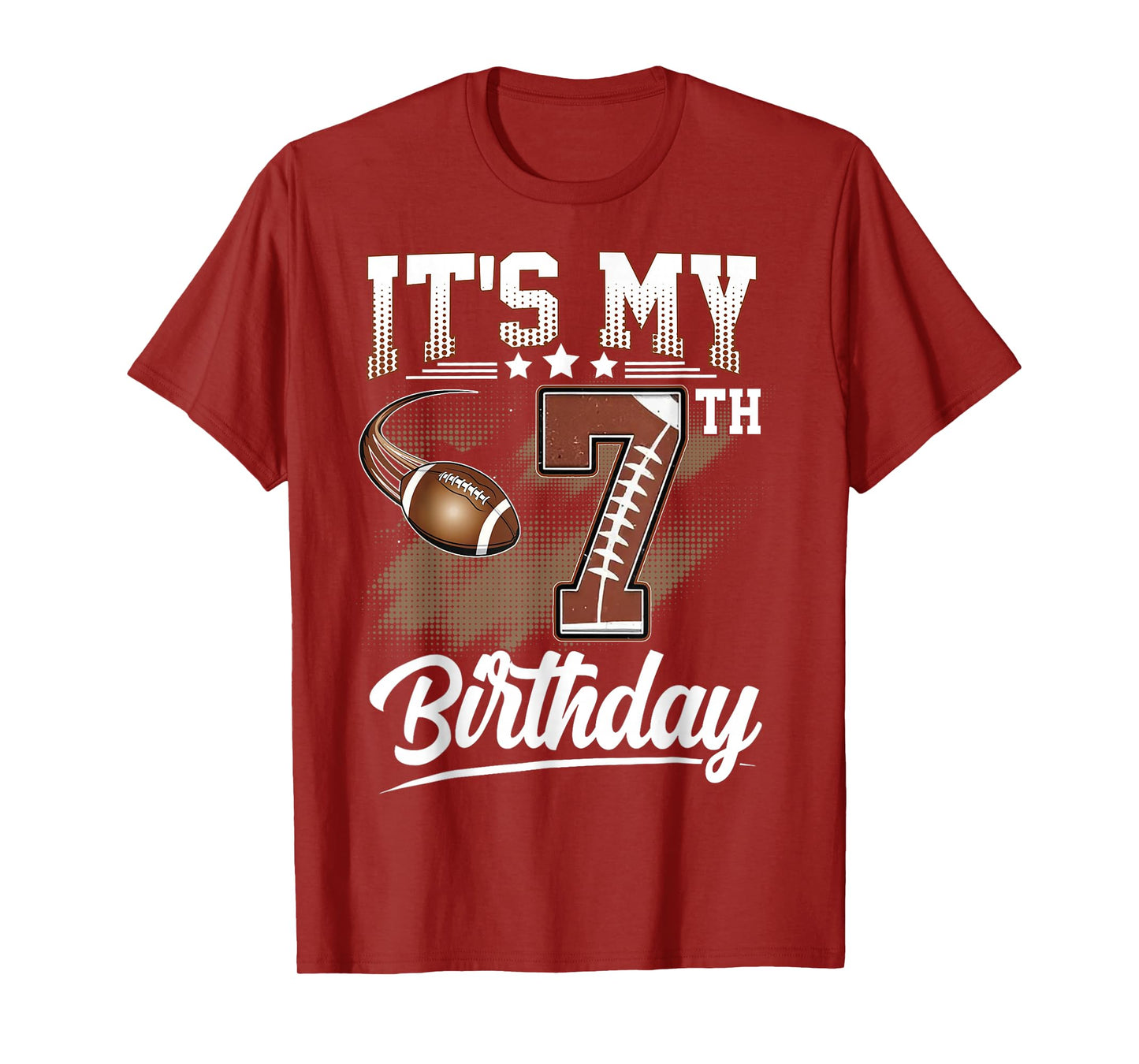 Kids 7 Year Old It's My 7th Birthday Football Themed Party T-Shirt