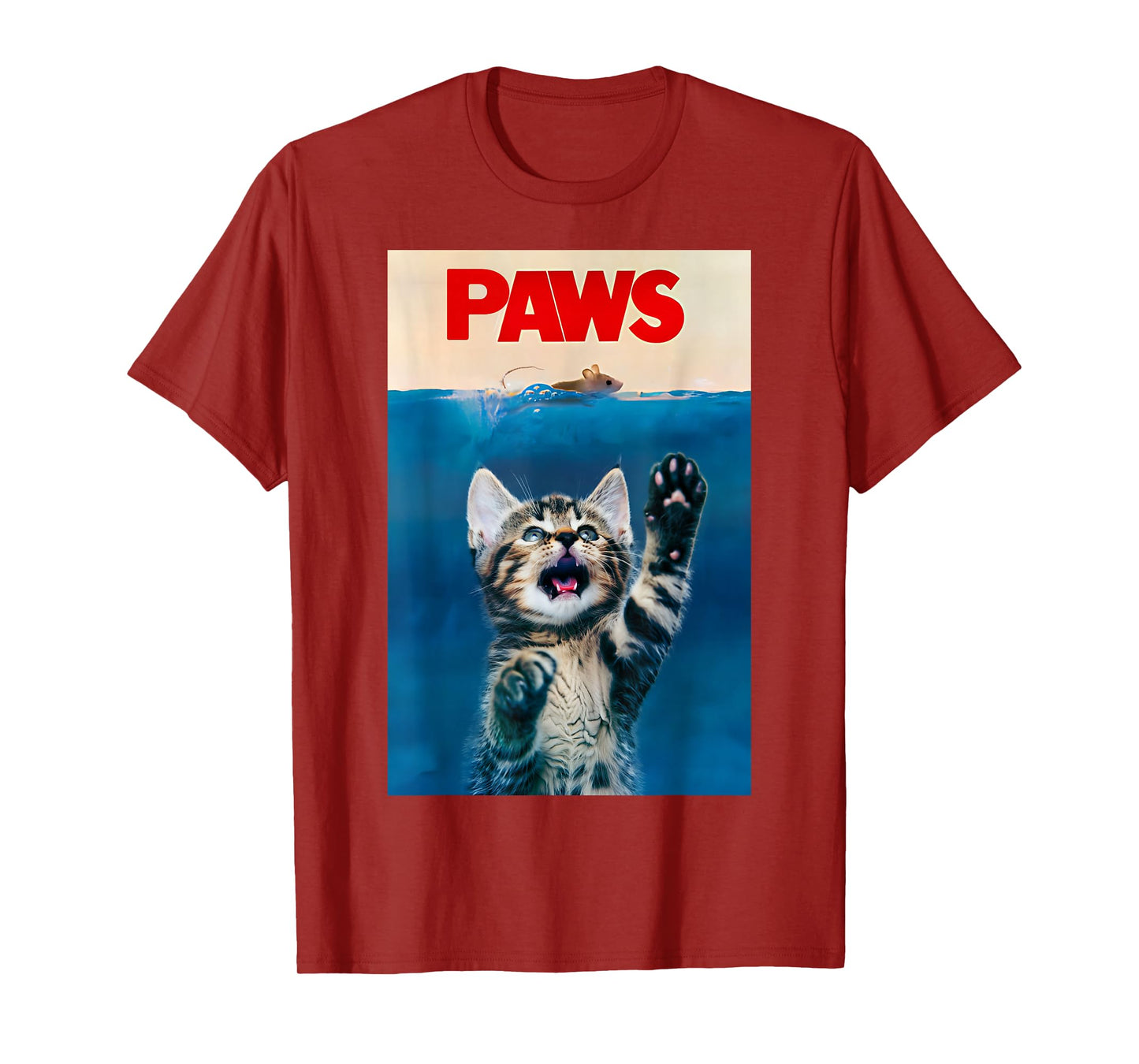 PAWS Funny Cat parody cat Lover Gift Kitten Shark Mouse meow T-Shirt