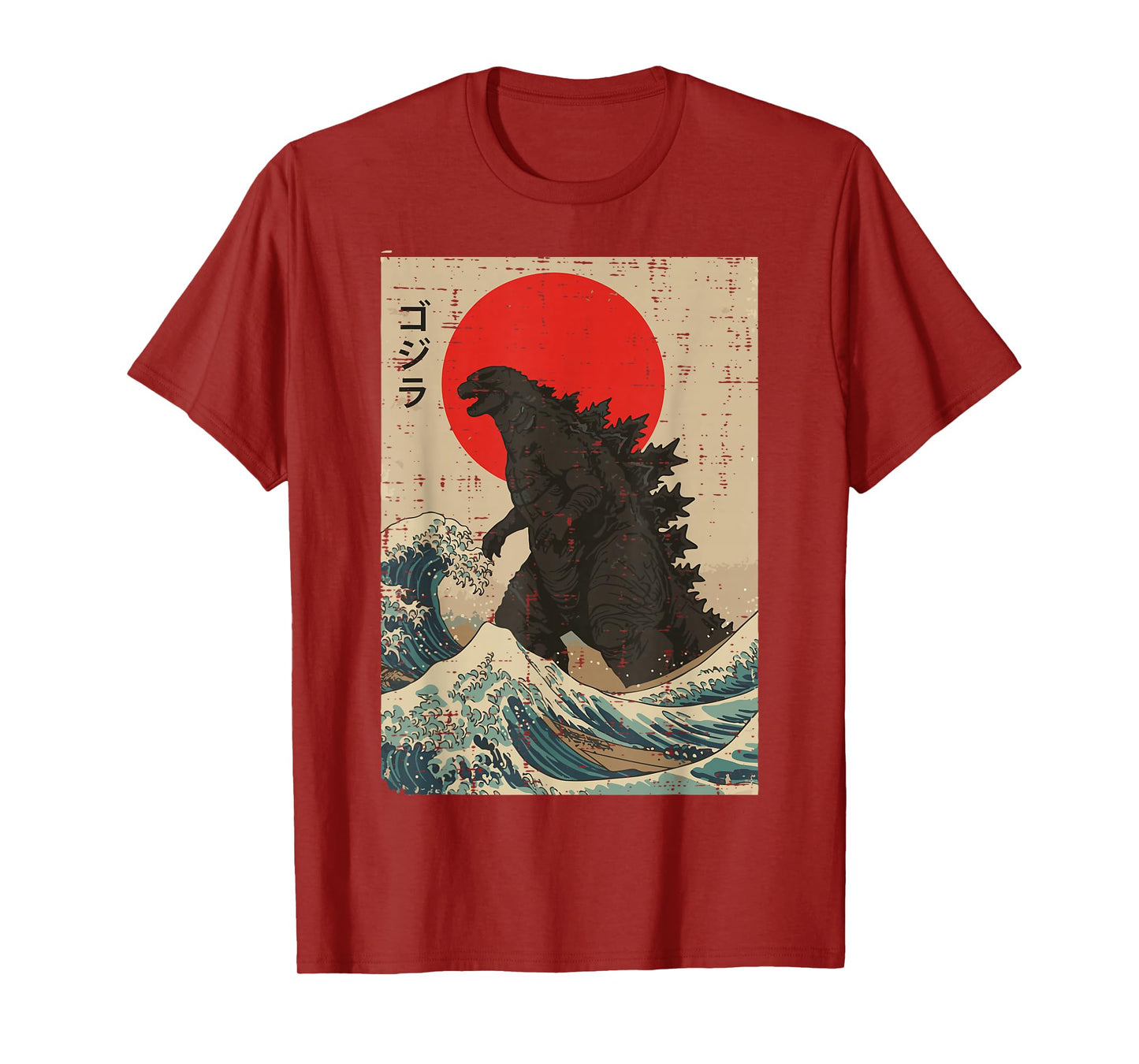 Japanese Kaiju Wave Red Sun Japan Monster Men Women Kids T-Shirt