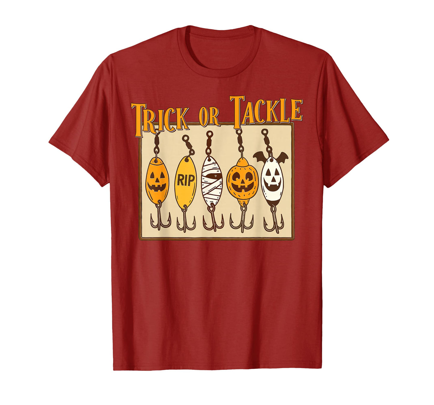 Trick or Tackle Halloween Funny Fishing Lures Spooky Angler T-Shirt