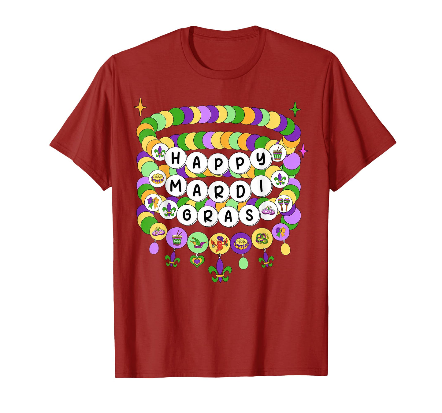 Mardi Gras Friendship Bracelet Mardi Gras Beads Kids Girls T-Shirt