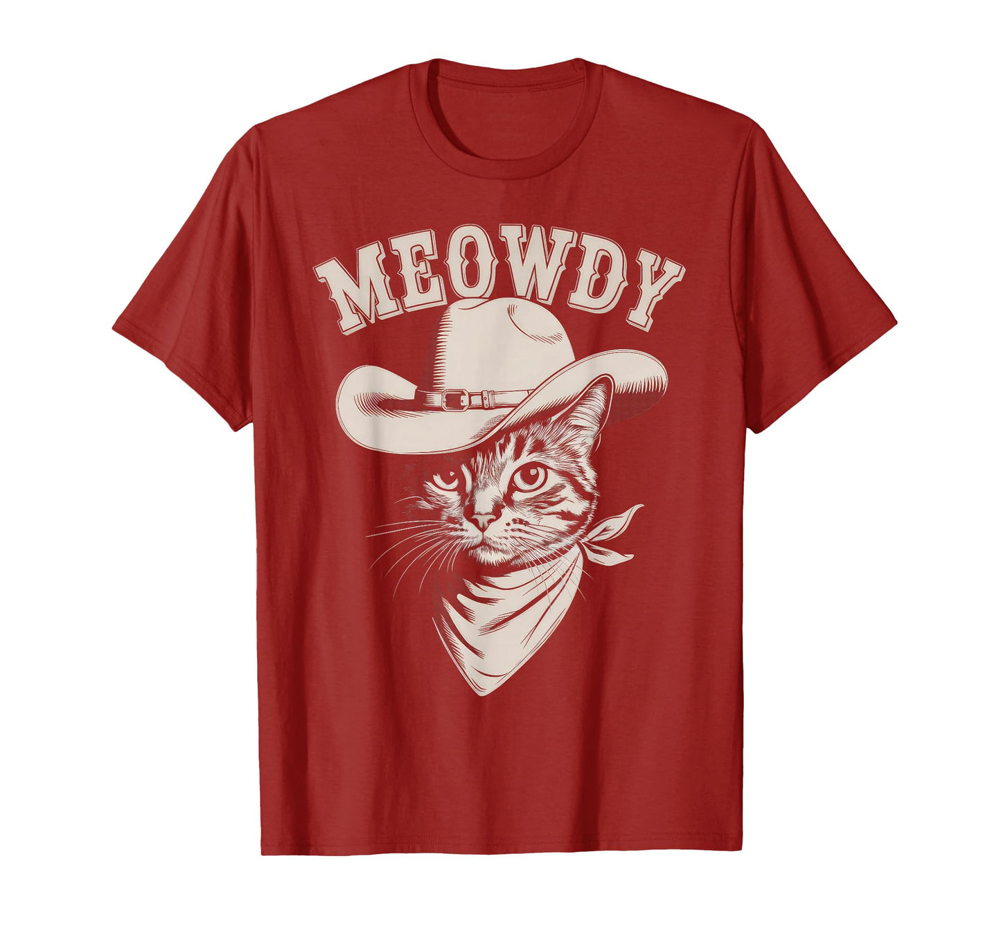 Meowdy Cat Funny Cowboy Western Graphic Cat Lady Cat Dad T-Shirt