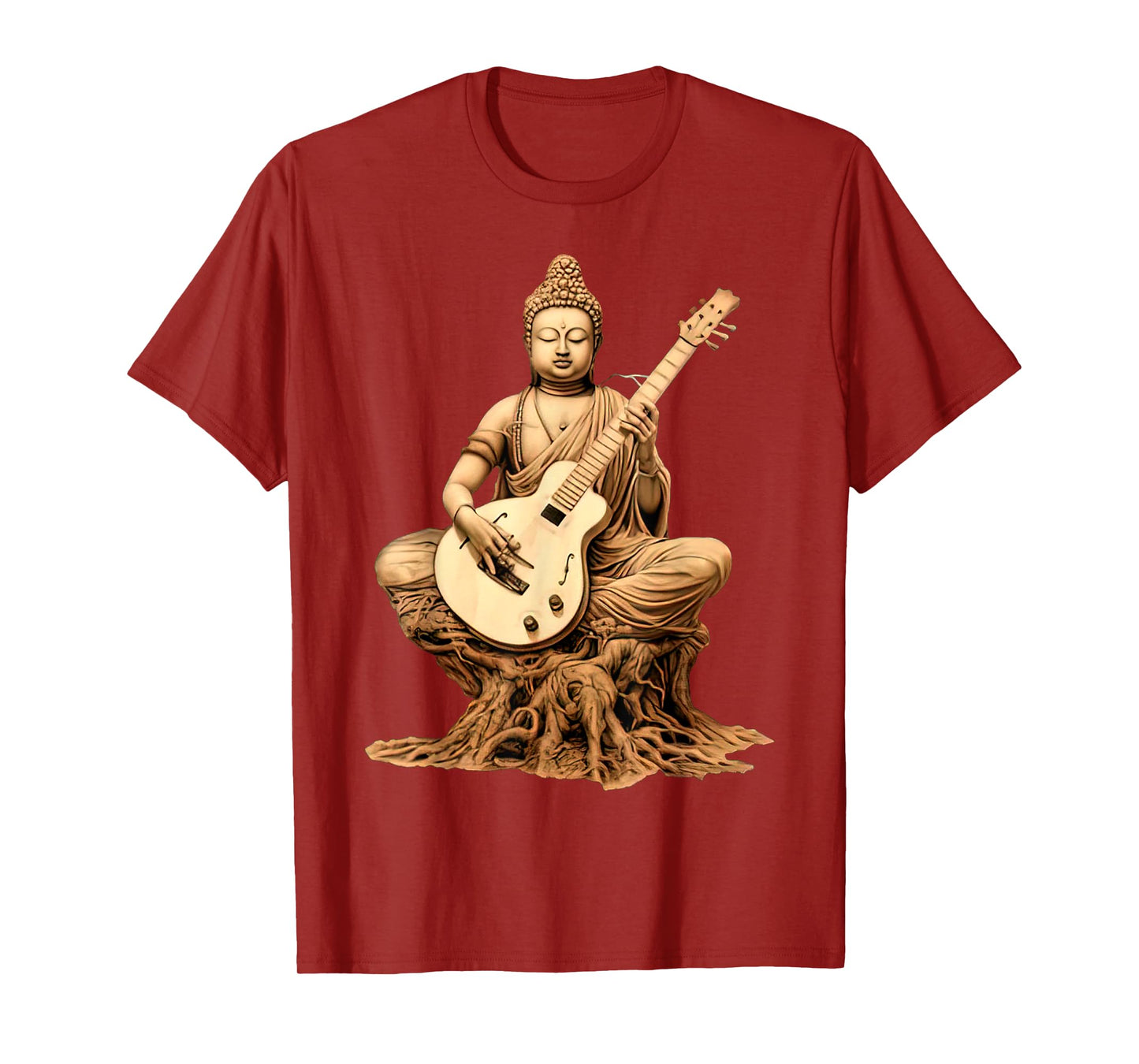 Vintage Buddha Playing Guitar Yoga Buddhist Yogi Music Lover T-Shirt