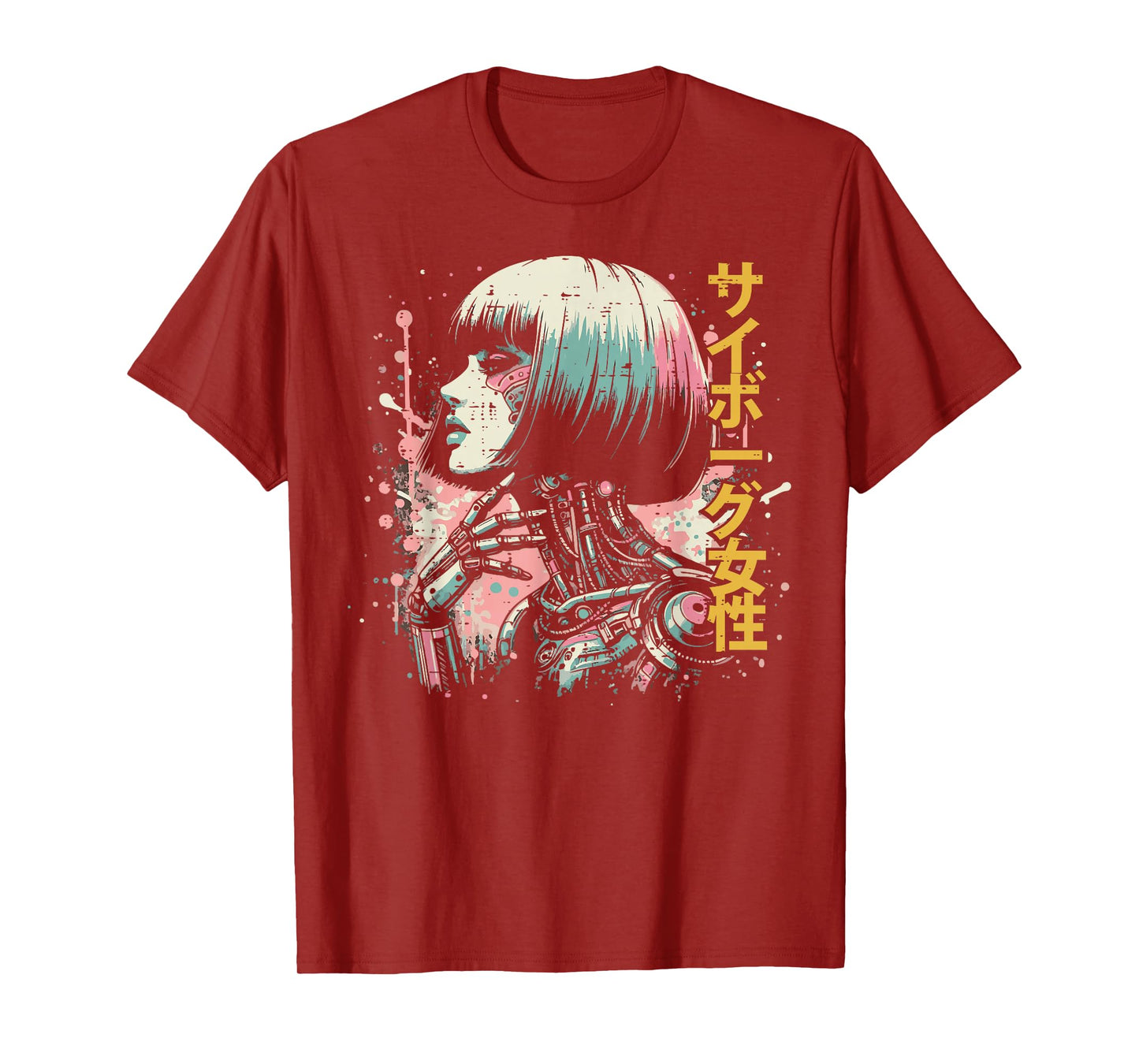 Japanese Cyborg Woman Cyberpunk Art Women Girls Kids Men T-Shirt