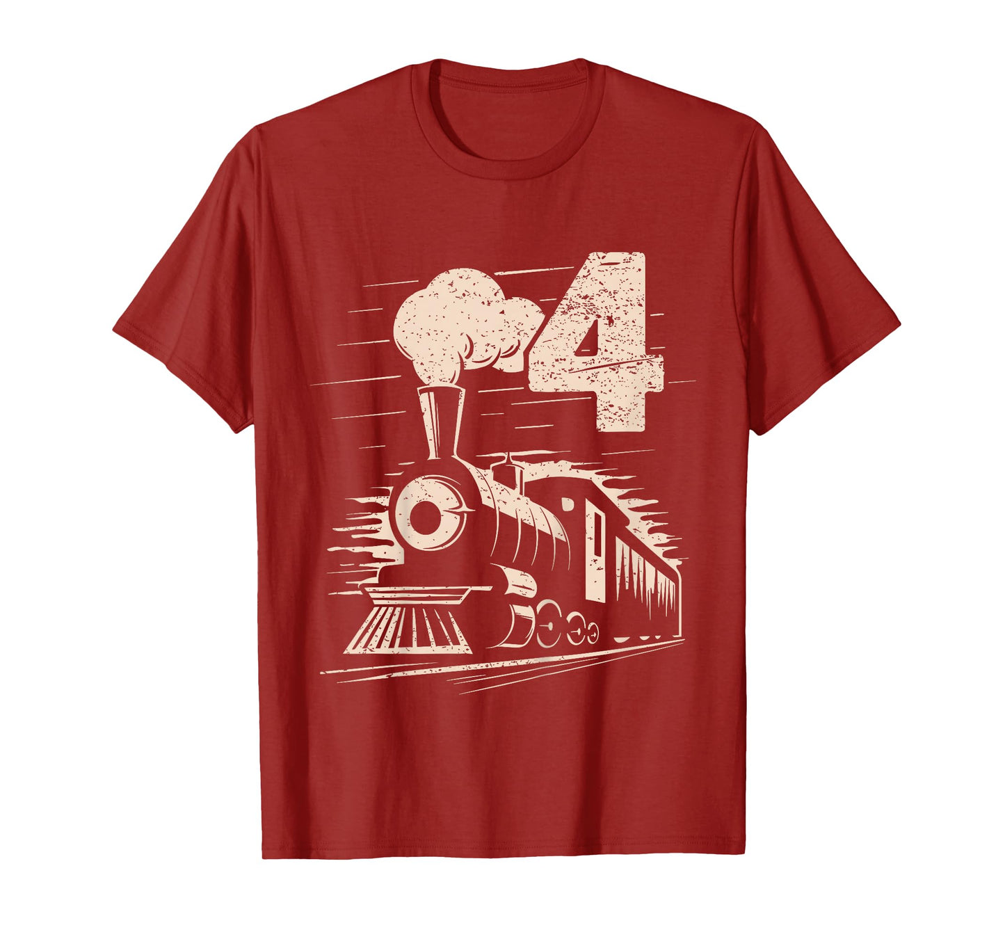 Funny Vintage 4th Train Birthday Boy Girl 4 Year Old T-Shirt