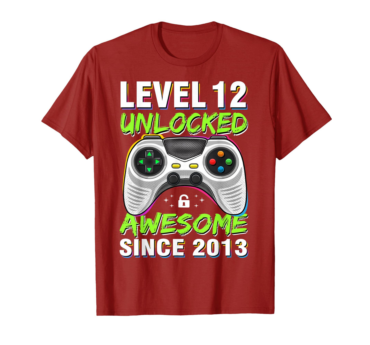 Level 12 Unlocked Awesome Since 2013 12th Birthday Gaming T-Shirt