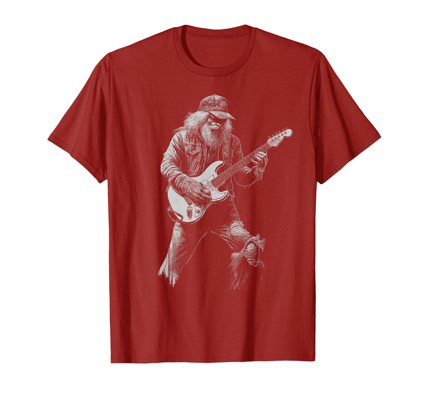 Bigfoot Playing Electric Guitar Rock On Sasquatch T-Shirt