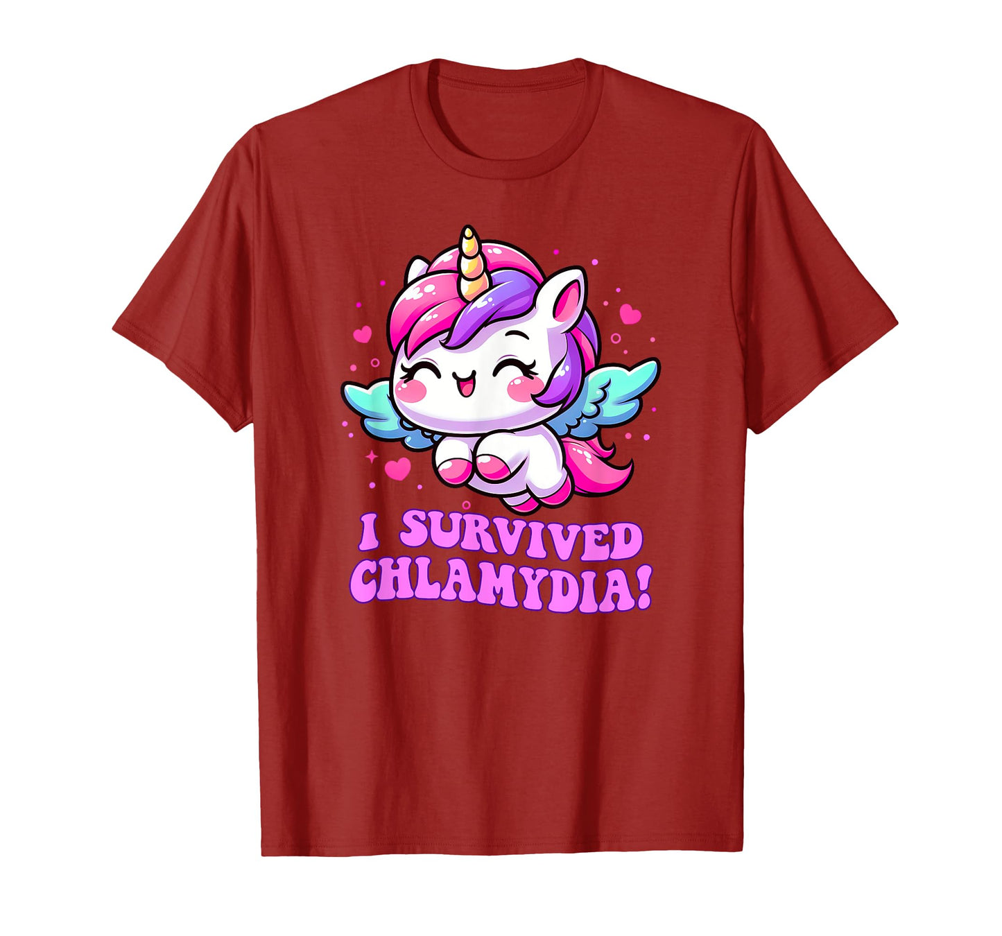 Embarrassing wacky weird adult humor unusual gifts I SURVIVED CHLAMYDIA Funny Inappropriate Cringe Gag Gift Unisex-Adults Black Small Modern Retro T-Shirt