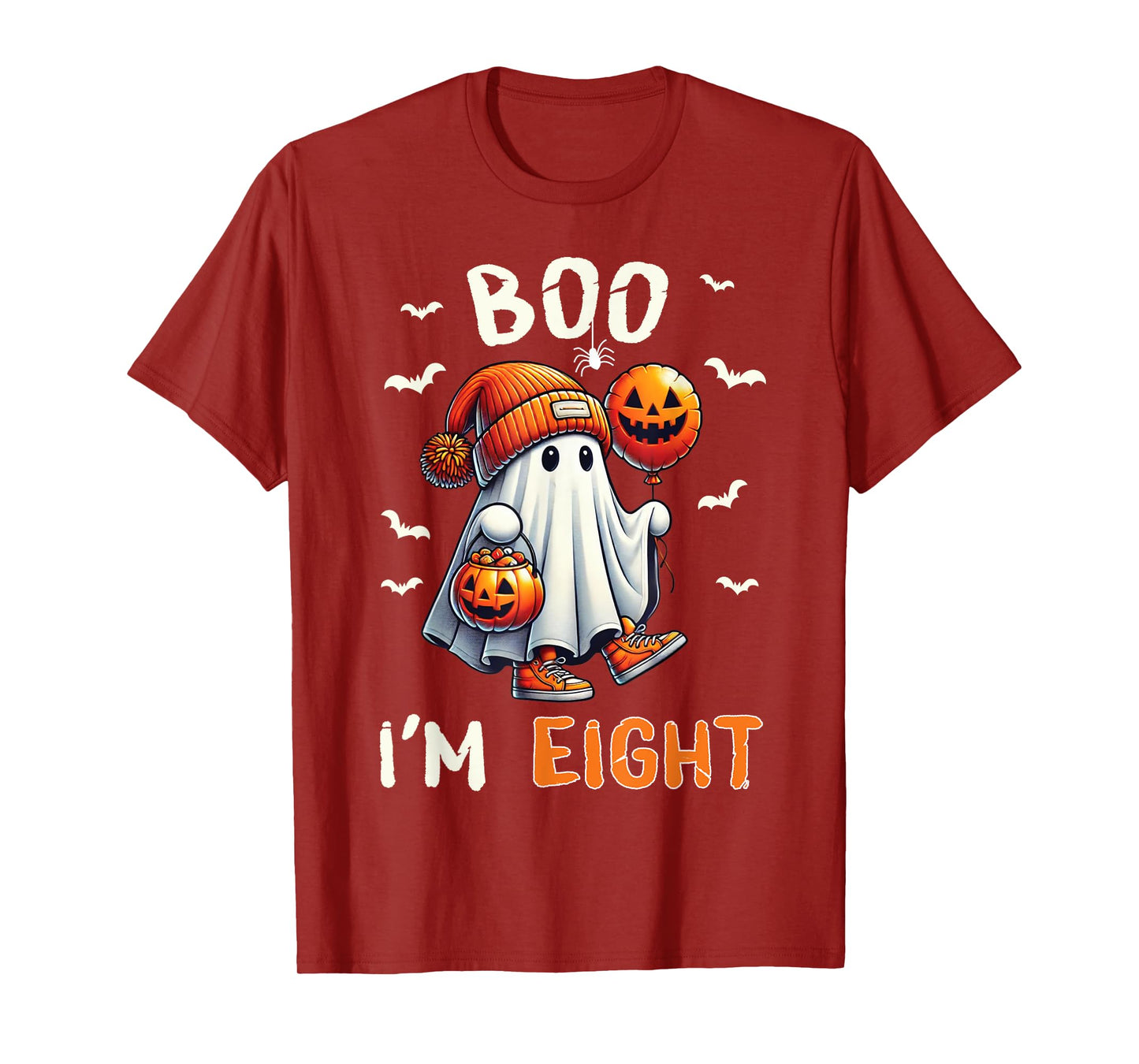 Boo I'm Eight Ghost 8th Birthday Halloween Boy Kids Groovy T-Shirt