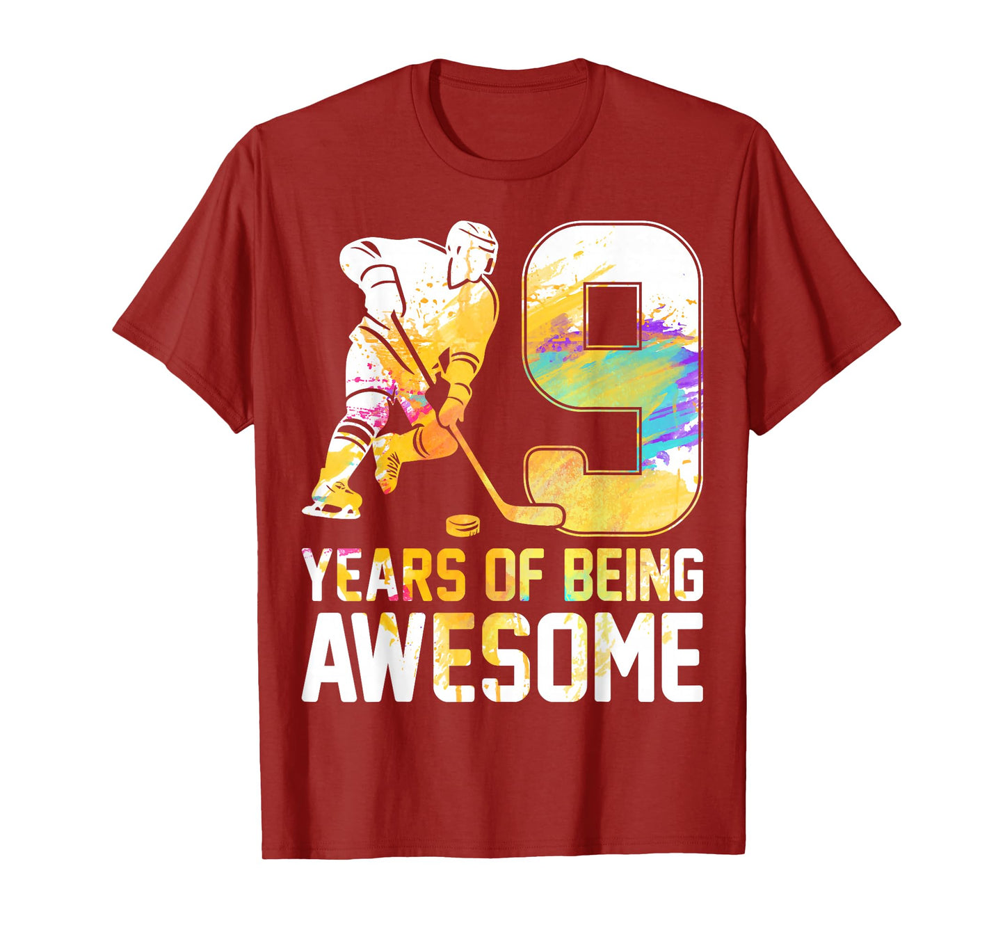 9 Years Of Being Awesome Ice Hockey 9th Birthday Party T-Shirt