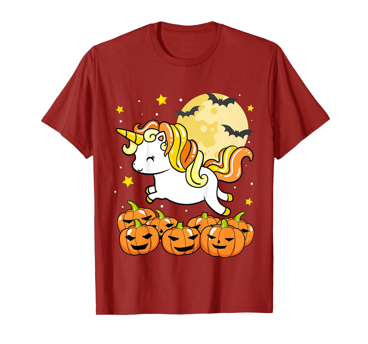 Kids Girls Unicorn Halloween Jack O Lantern Moon Pumpkin Toddler T-Shirt
