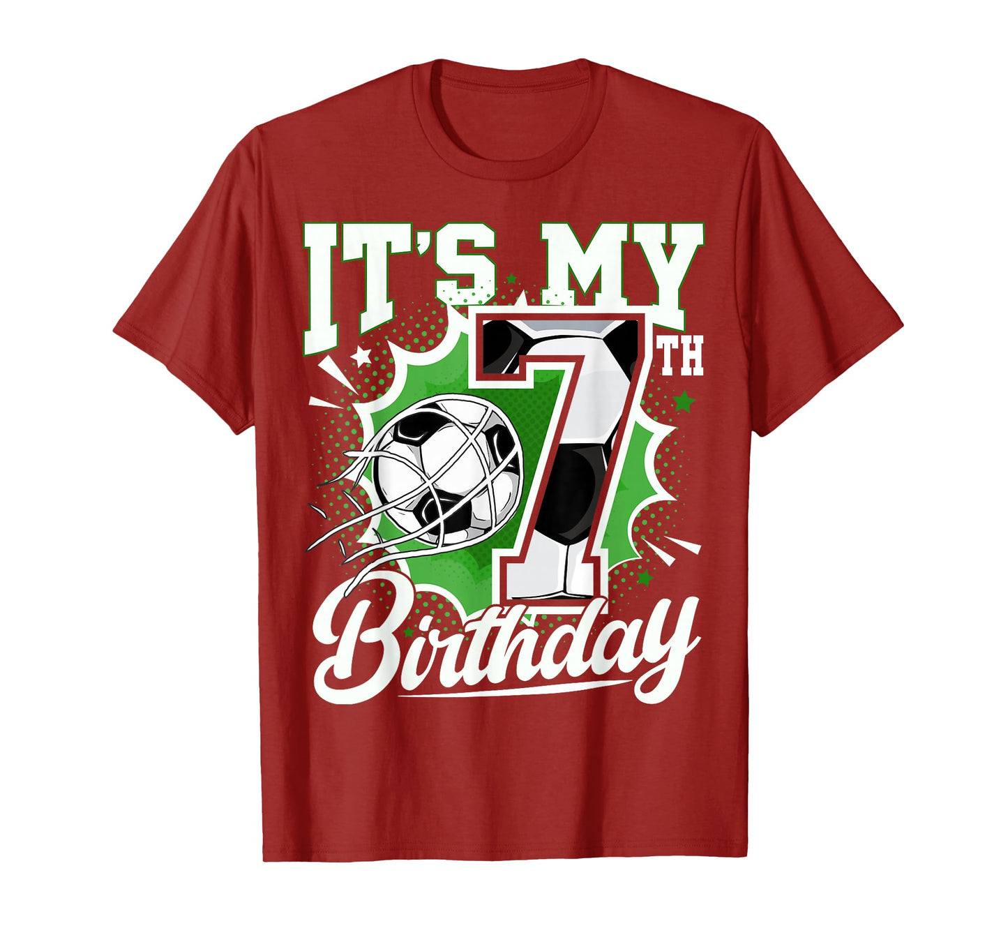 Kids 7 Year Old Birthday It's My 7th Birthday Soccer Ball T-Shirt