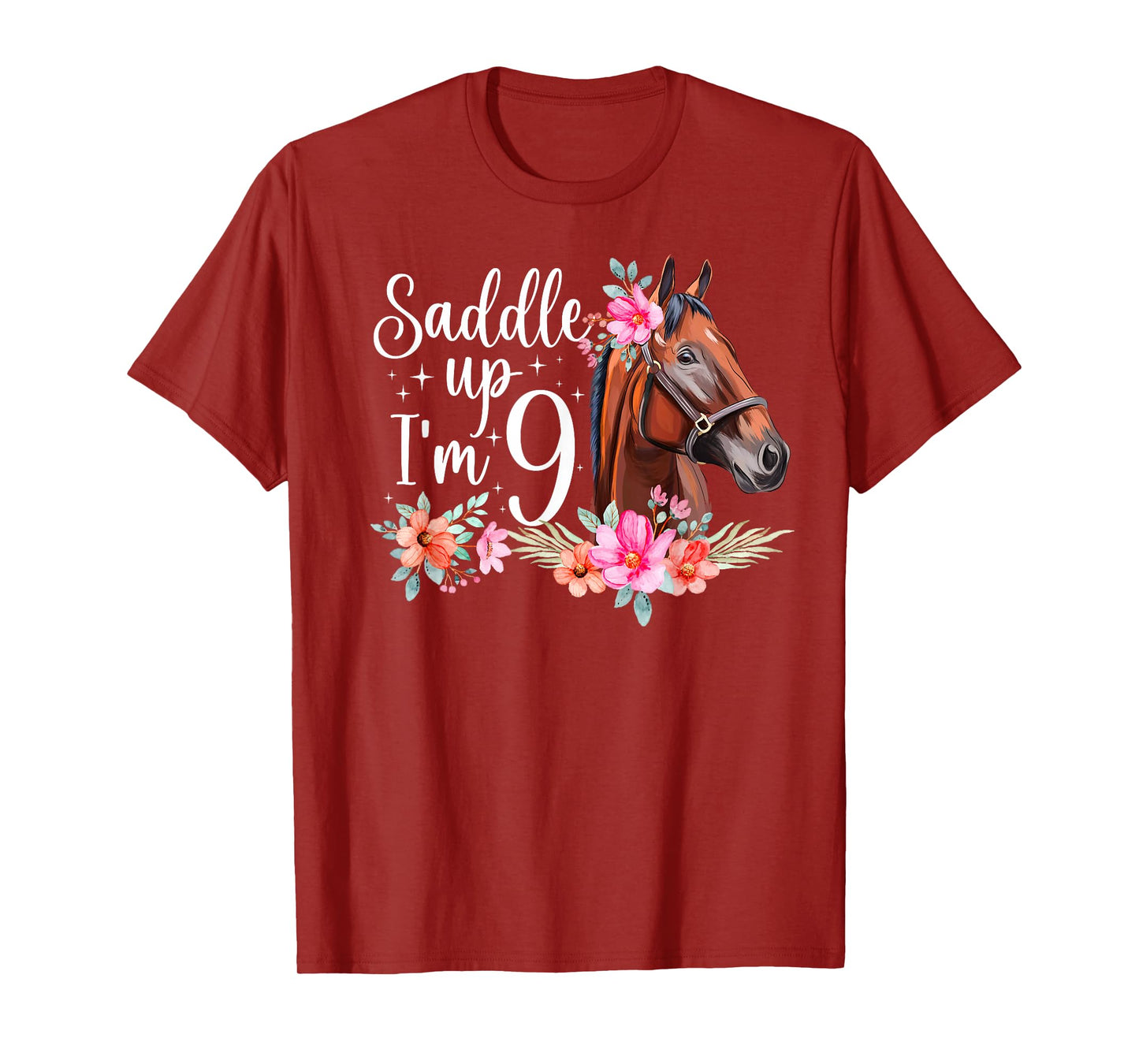 9th Horse Birthday Nine Year Old Girl Horses Birthday T-Shirt
