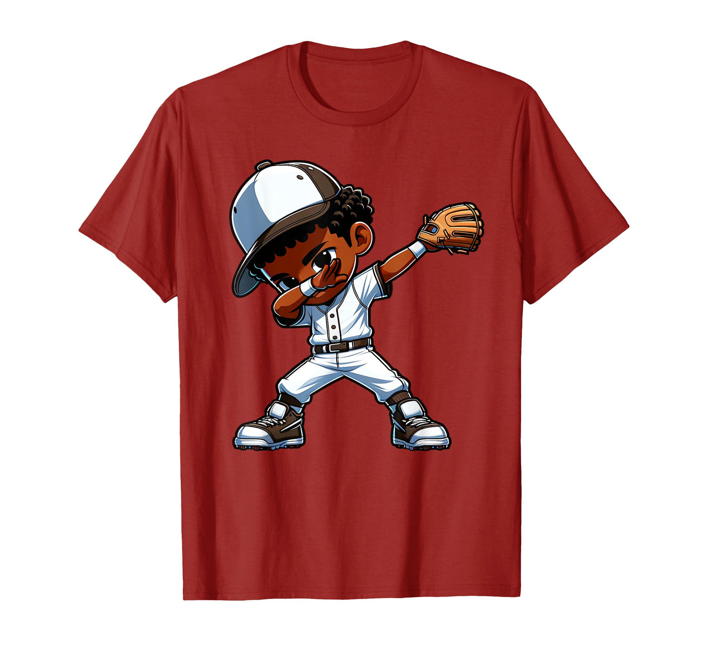 Funny Black Kid Dabbing Baseball Player Afro Boys Girls Kids T-Shirt