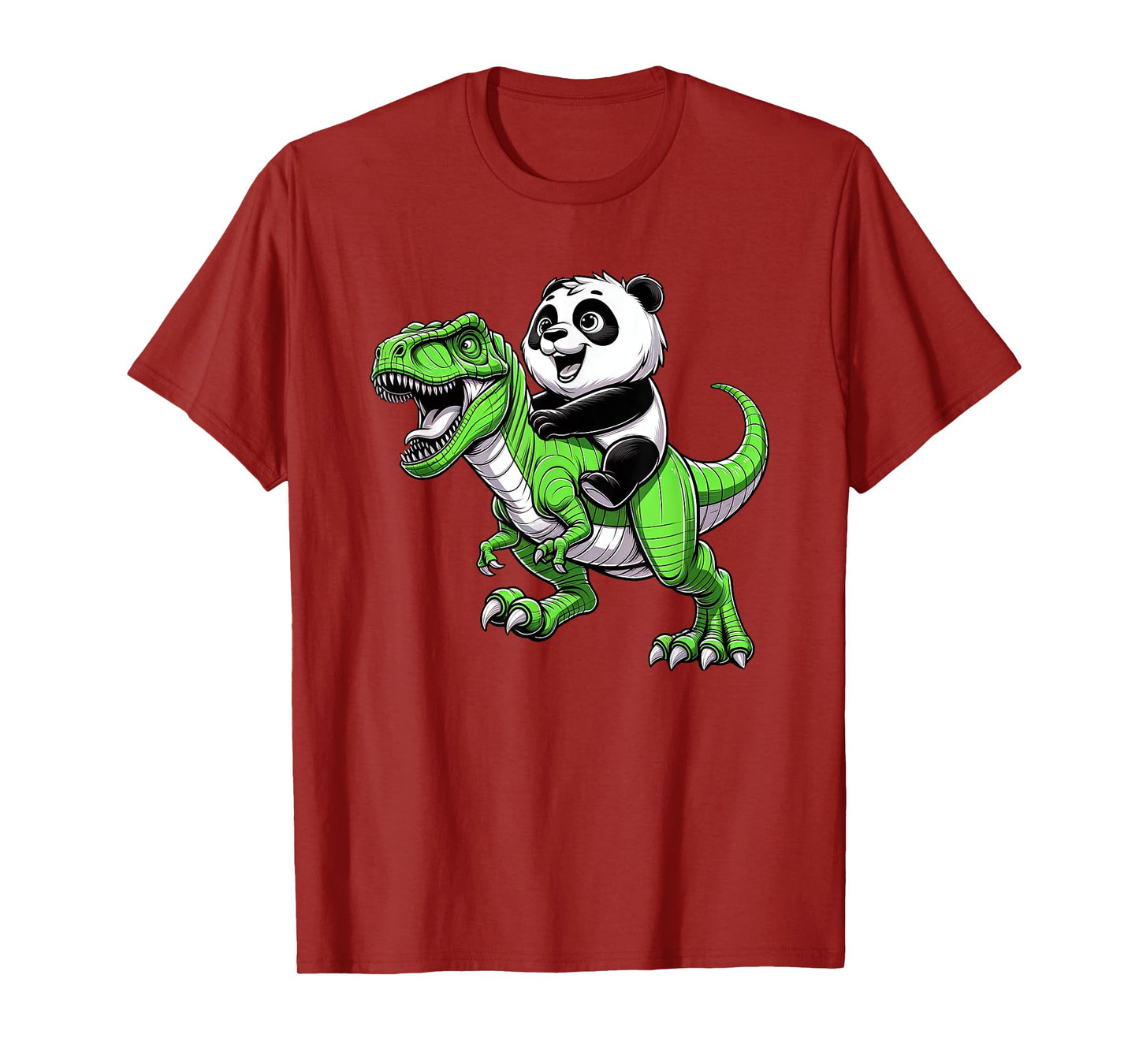 Cute T rex Panda Funny Riding Dinosaur Boys Girls Kids T-Shirt
