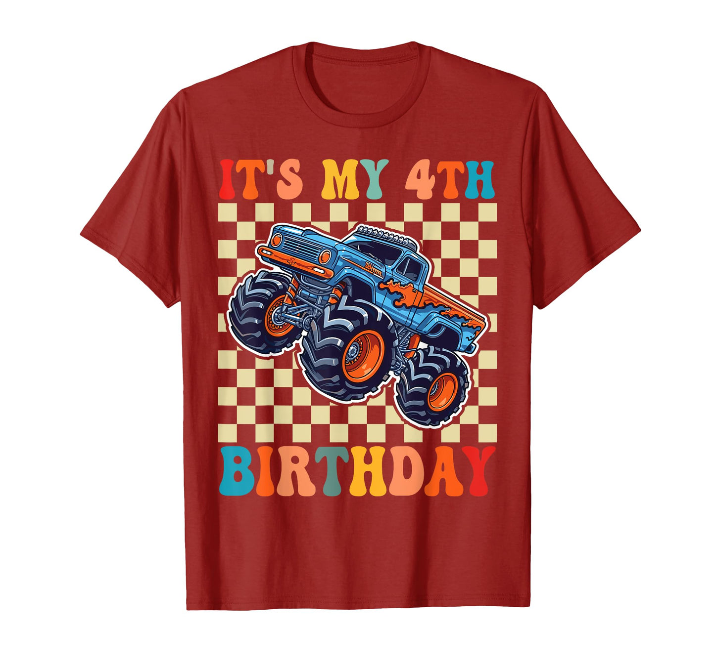 4 Years Old Boy Girl It's My 4th Birthday Boys Monster Truck T-Shirt