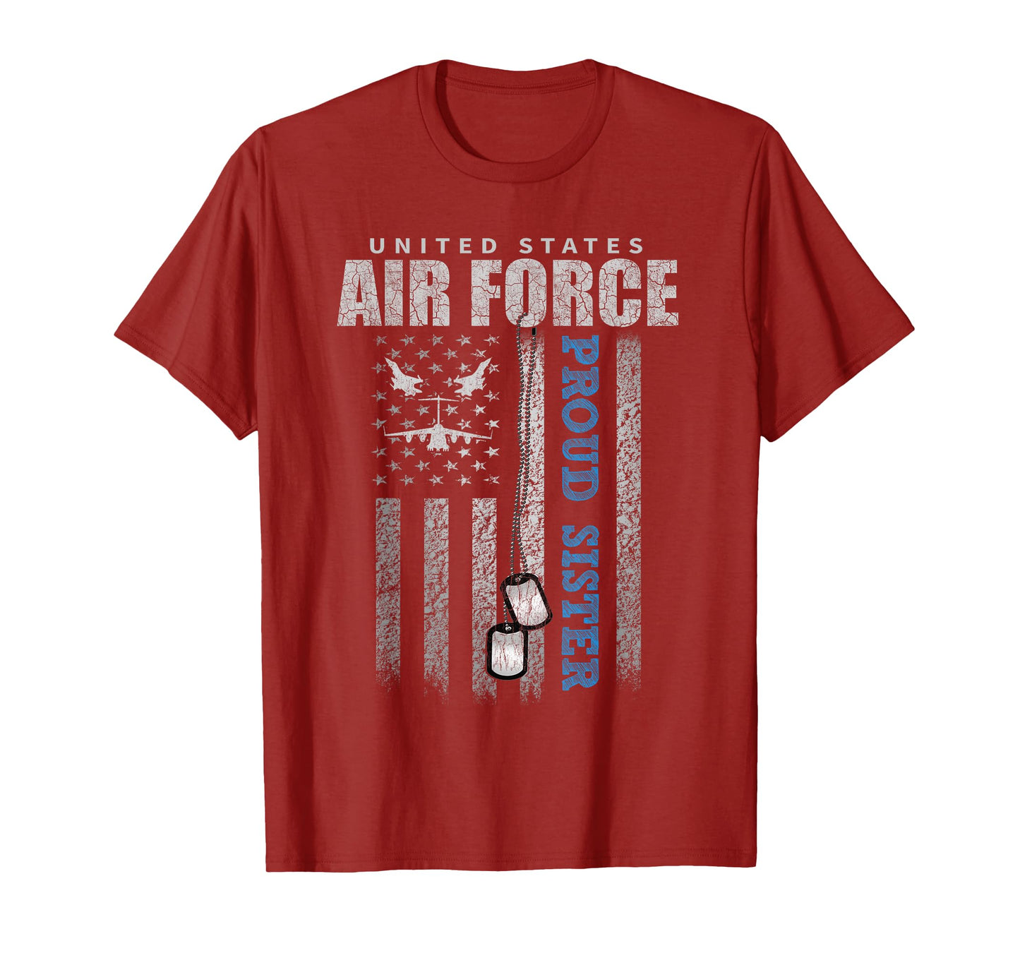 Proud Air Force Sister Of The US Air Force USA Flag T-Shirt