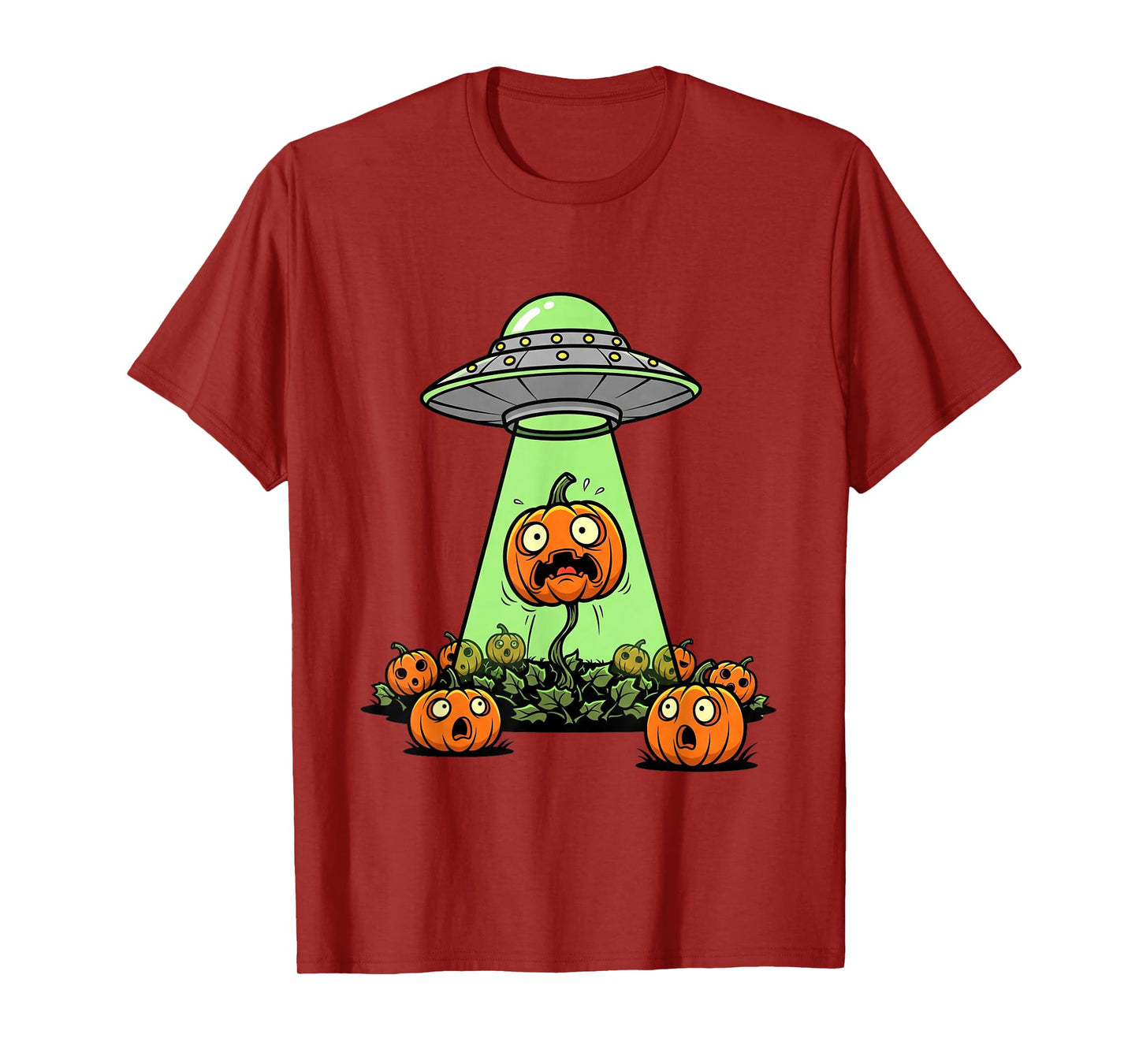 Alien Abduction Funny Pumpkin Halloween Light UFO Tee Jack O T-Shirt