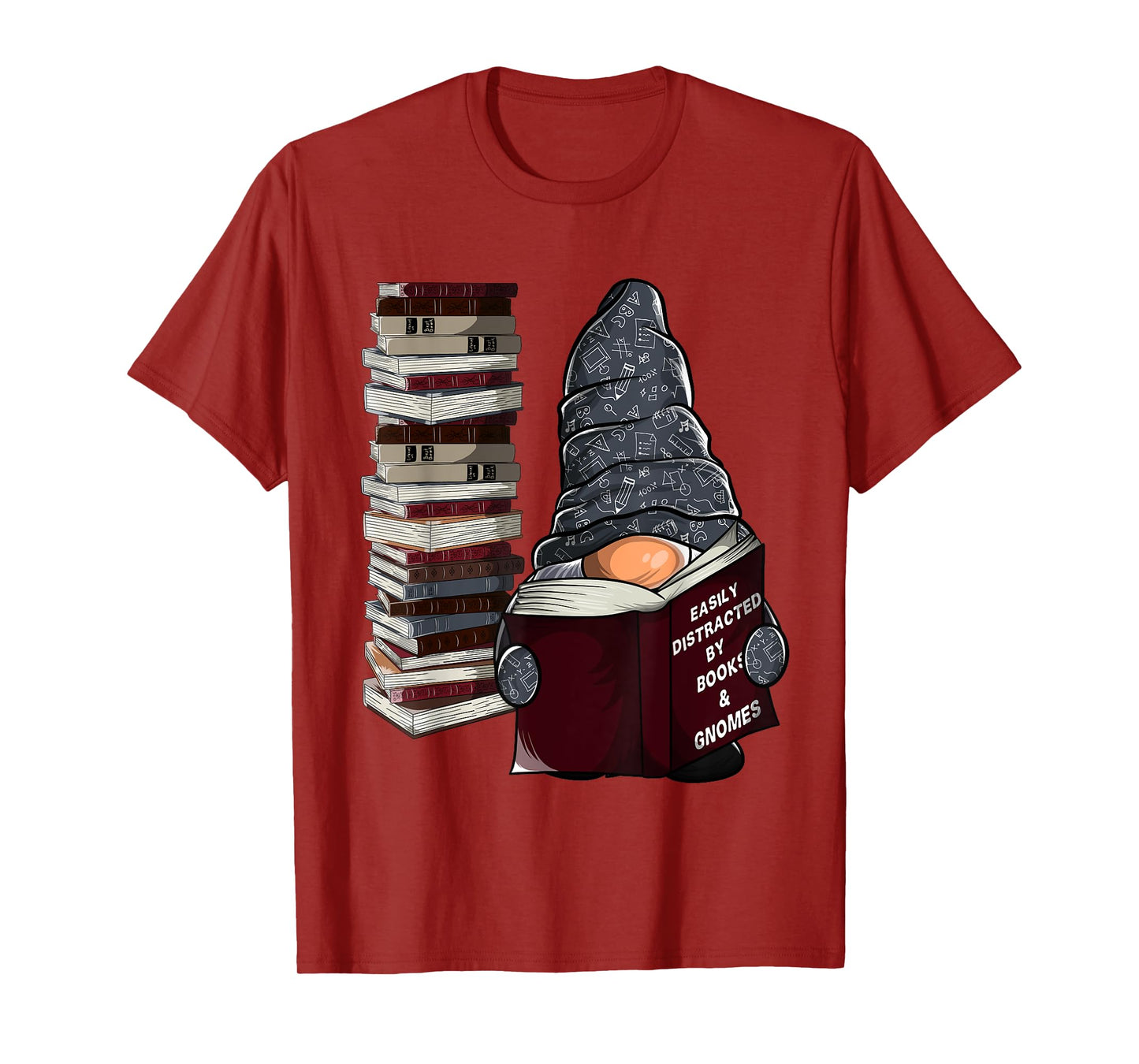 Easily distracted by books & gnomes, garden gnome book lover T-Shirt