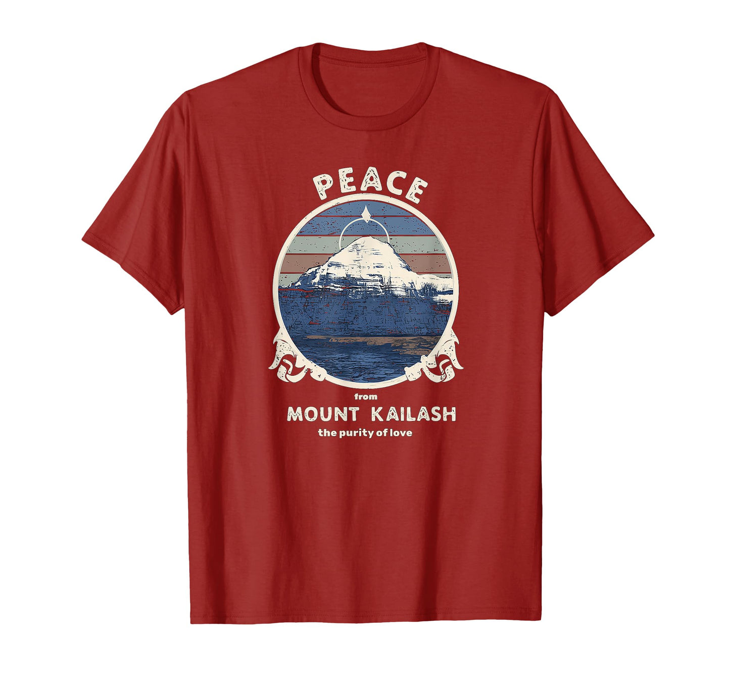 Mount Kailash Peace, Purity of Love Meditation Retro Print T-Shirt
