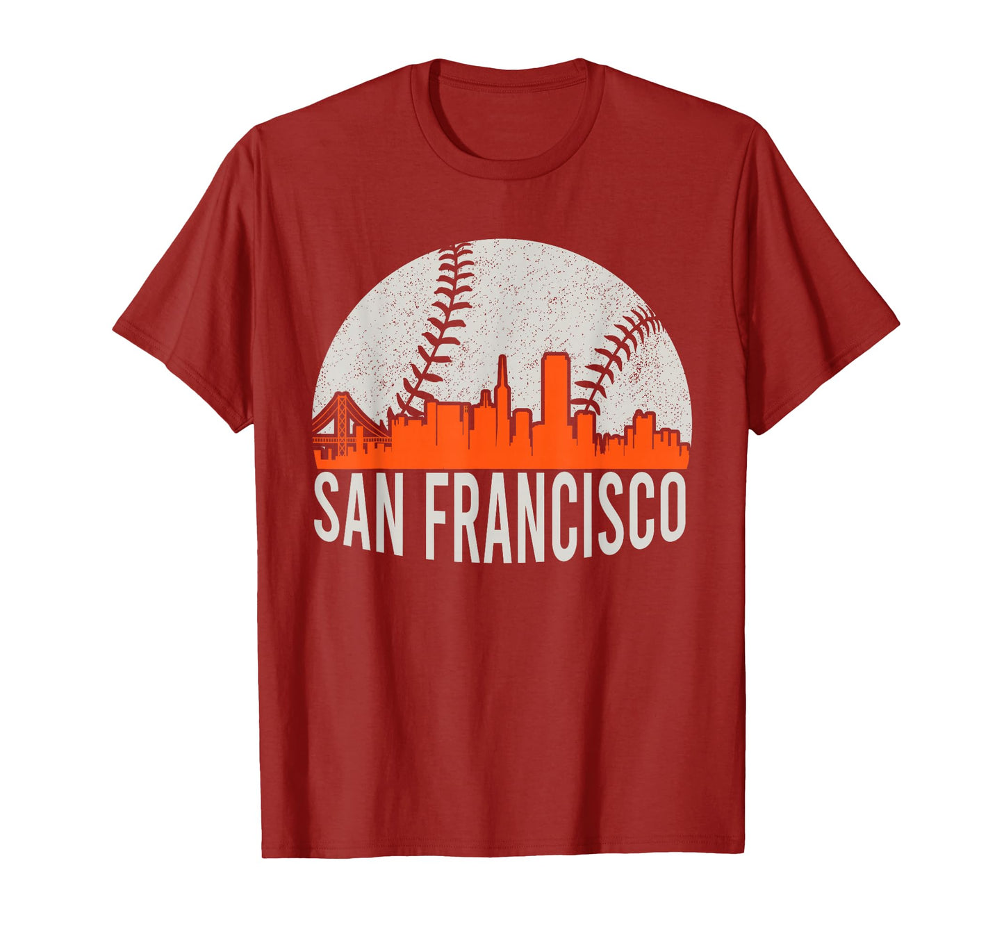 Vintage San Francisco Skyline Baseball Present Men Women T-Shirt