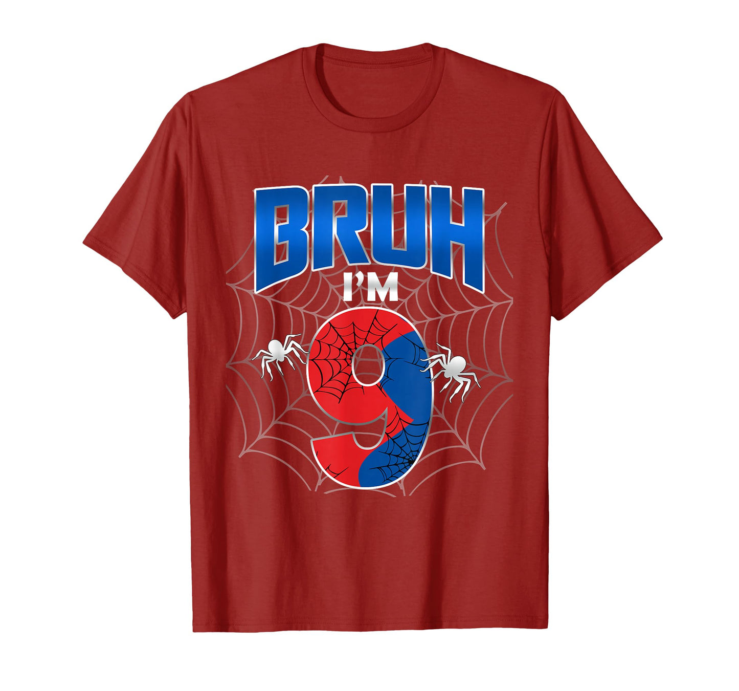 Bruh I'm 9 Year Old It's My 9th Birthday Boy Spider Web T-Shirt