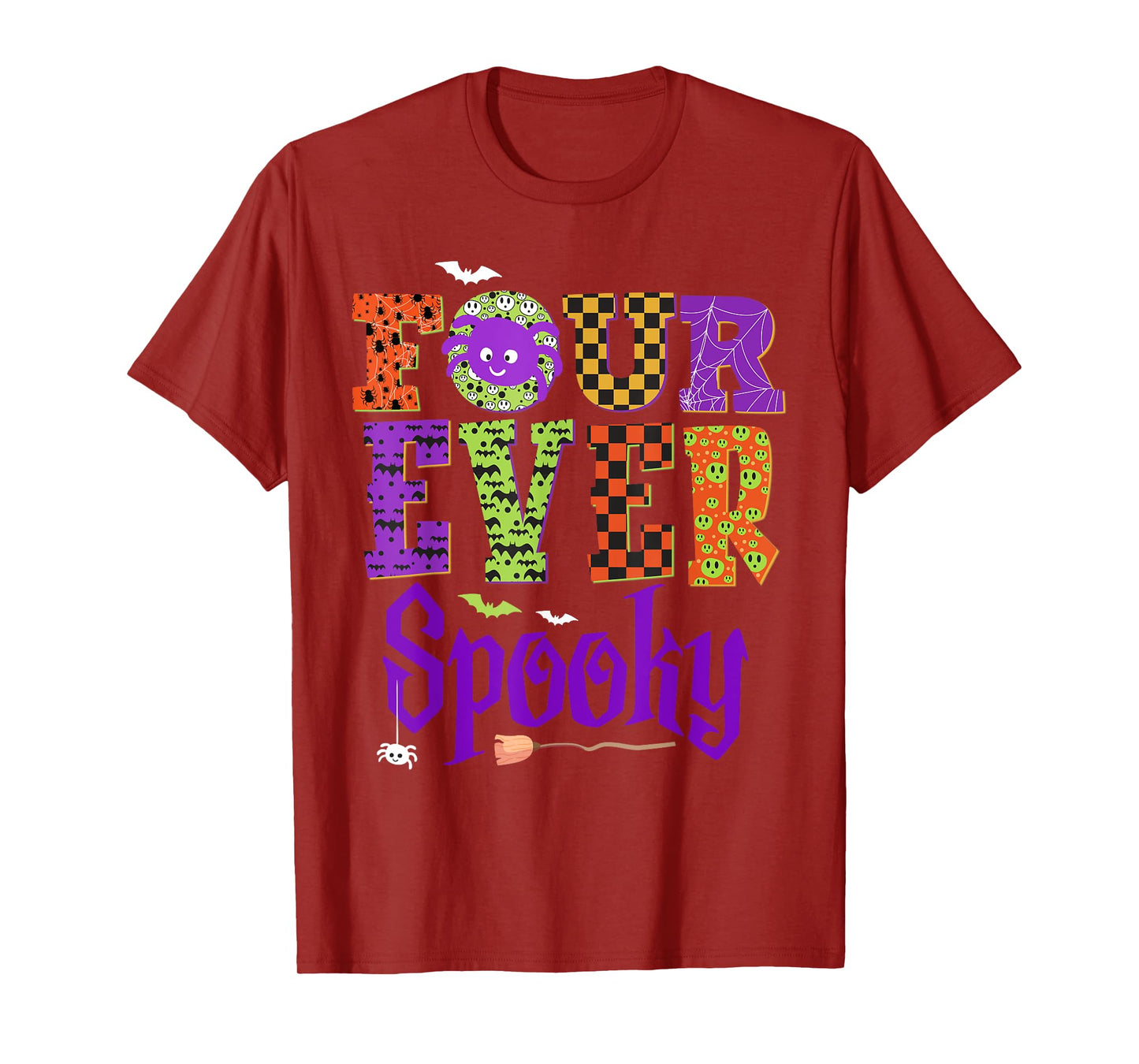 Four Ever Spooky Ghost Halloween 4th Birthday Party Kids T-Shirt