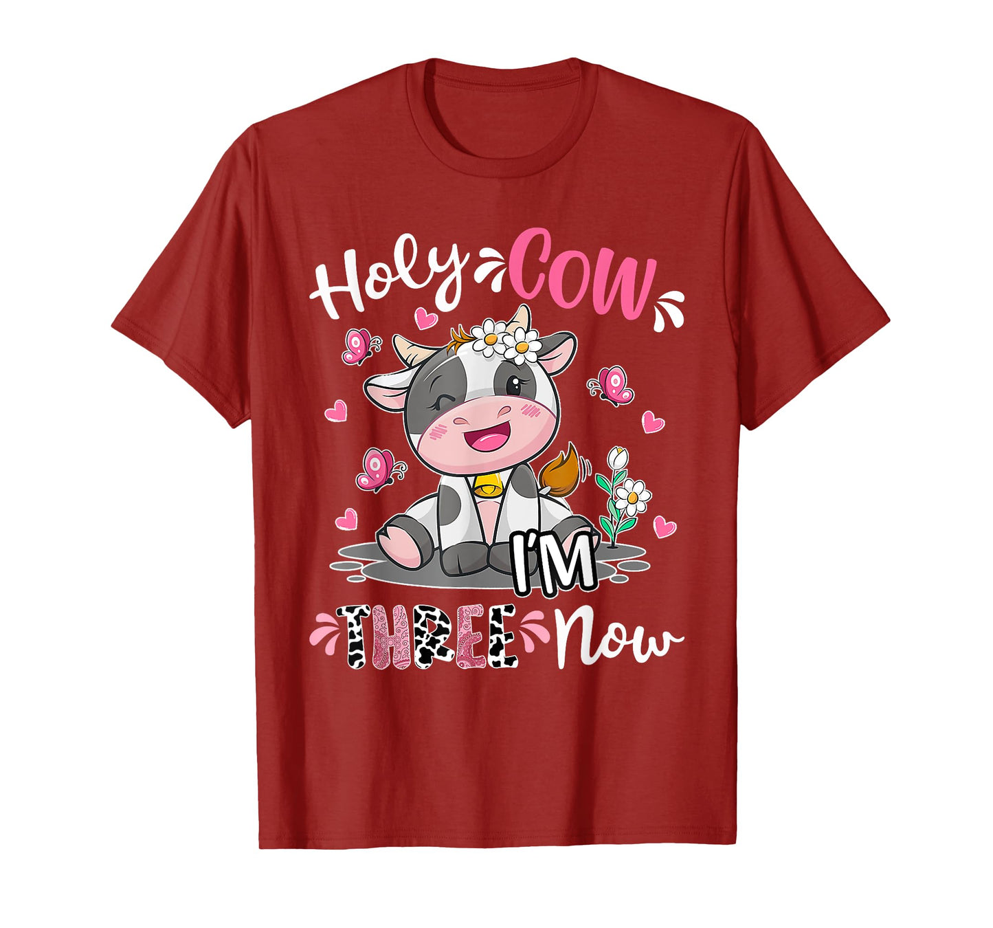Kids Holy Cow I'm Three 3 Years Old 3rd Birthday Boy Girl T-Shirt