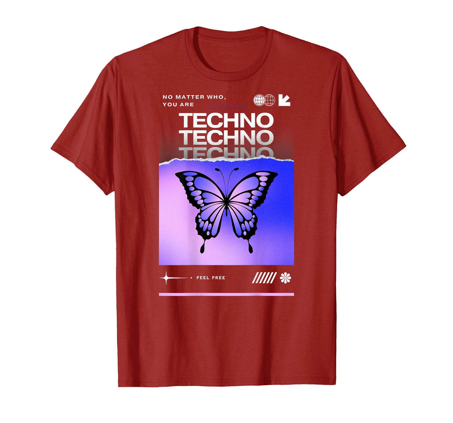Techno Butterfly Rave Feel Freedom Trance Love Club T-Shirt
