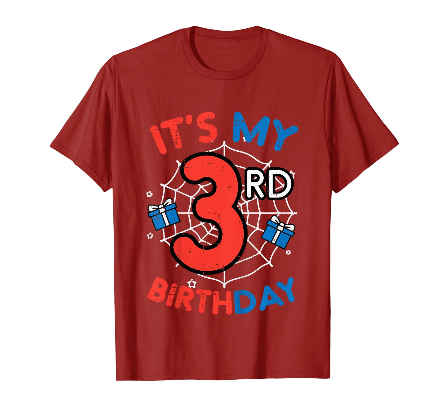Its My 3rd Birthday Spider Web 3 Year Old Bday Boys Kids T-Shirt