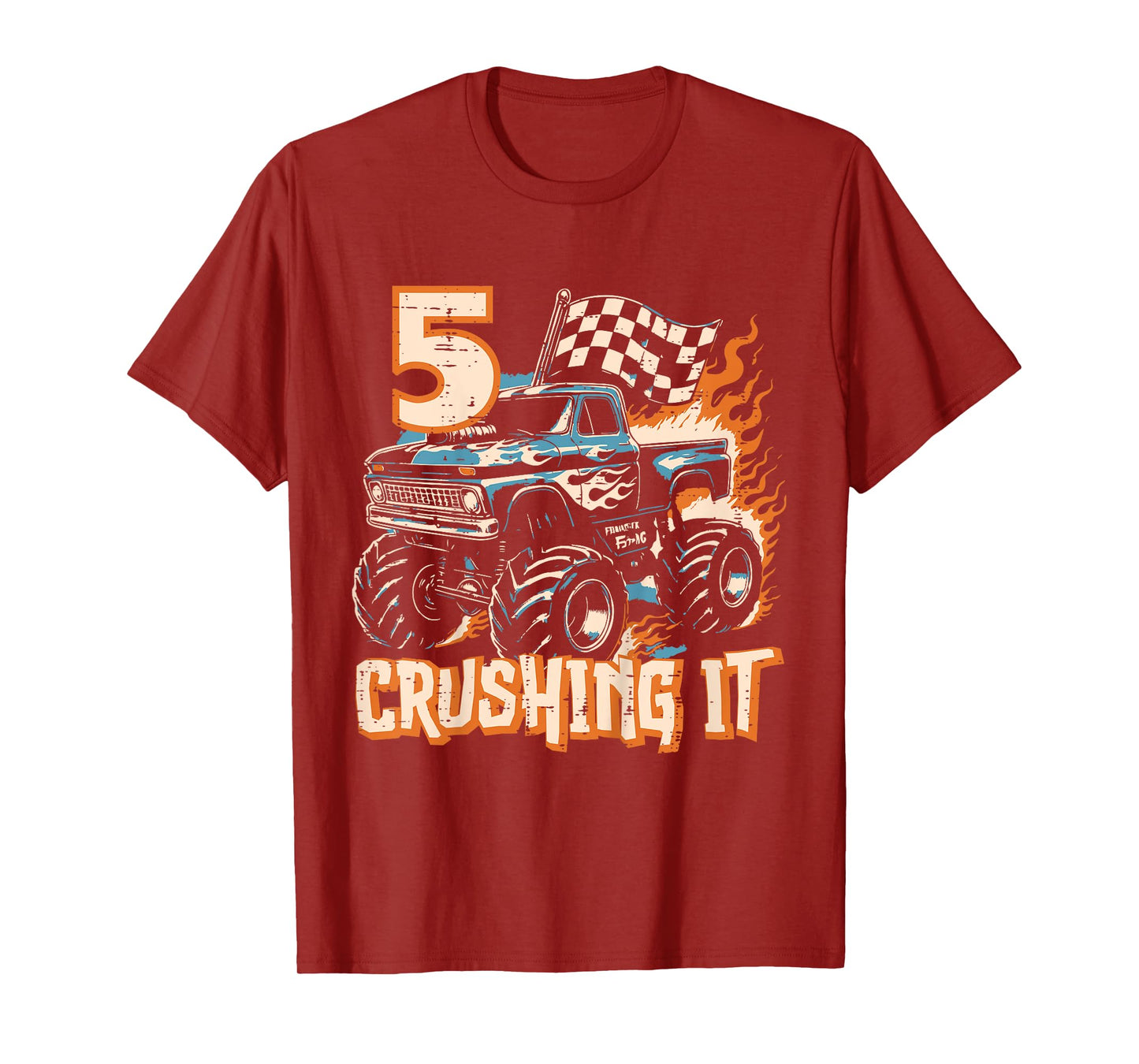 Kids 5 Crushing It Monster Truck Cool 5th Birthday Bday Boys Kids T-Shirt