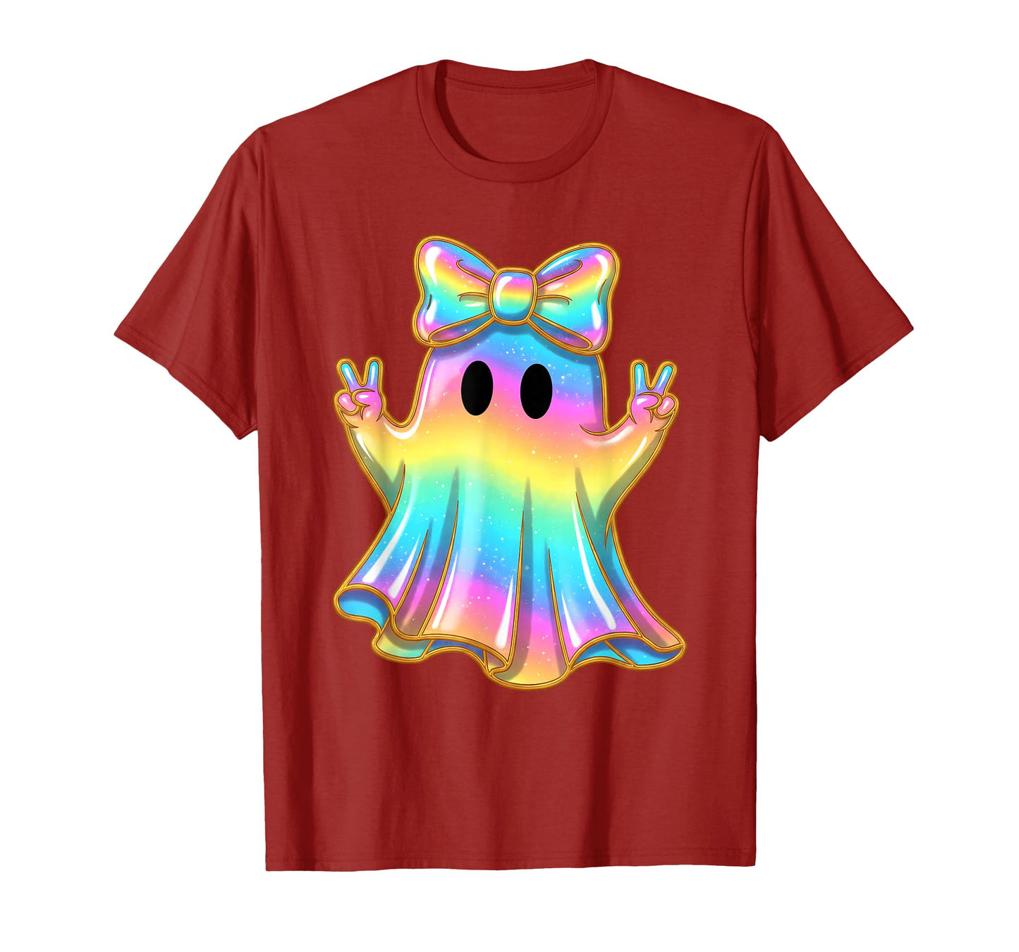 Cute Rainbow Ghost Peace Funny Halloween Kids Girls T-Shirt