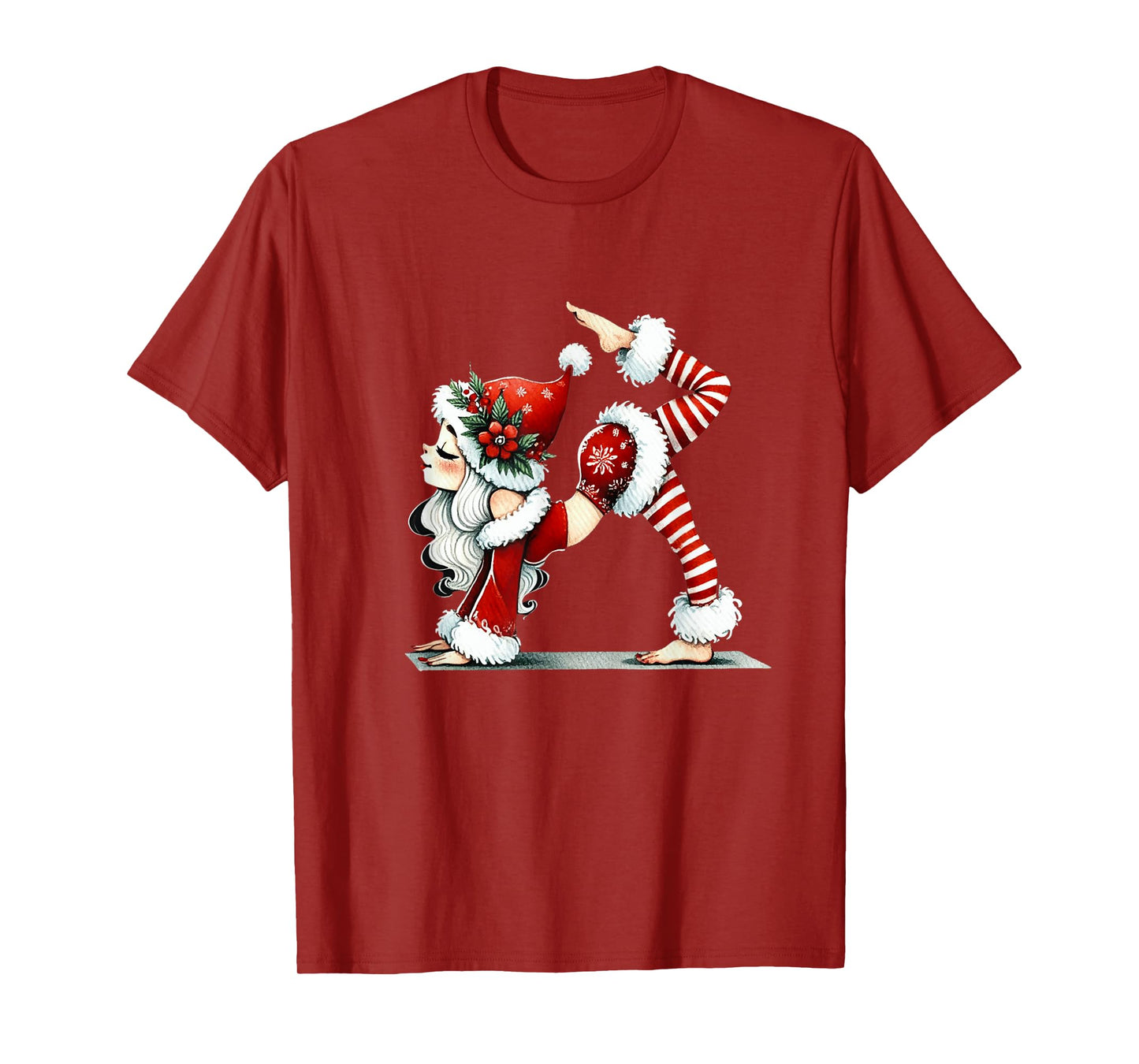 Pilates Santa Girl Christmas Workout Funny Flexible Xmas T-Shirt