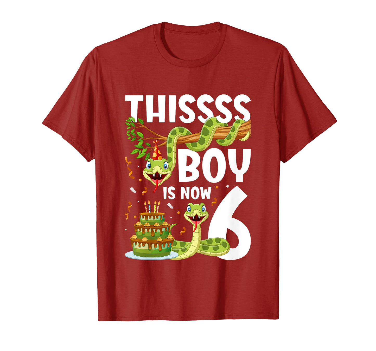 Kids 6th Reptile Birthday 6 Year Old Boy Snake Birthday Party T-Shirt