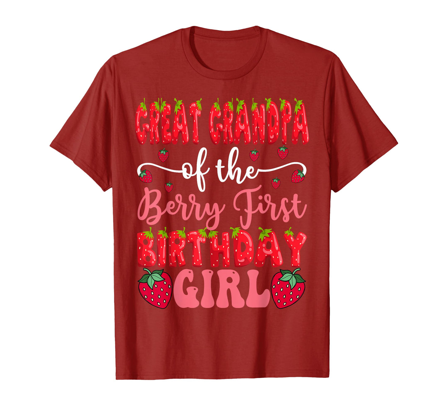 Great Grandpa Of The Berry First Birthday Girl Strawberry T-Shirt